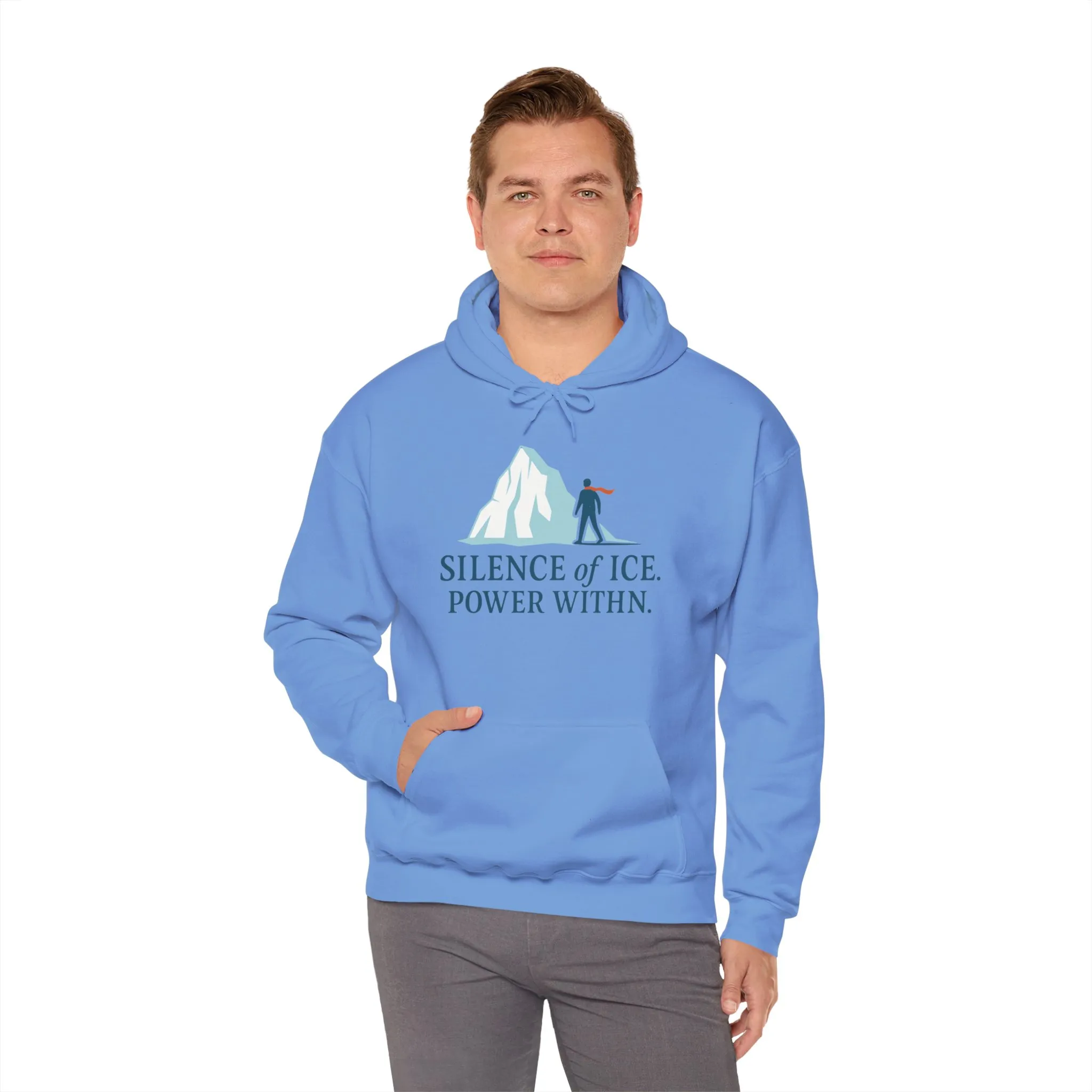 Mens Heavy Blend™ Hooded Sweatshirt, Silence of Ice Power Within Hoodie, Nordic Minimal Iceberg Graphic Streetwear - Image 4