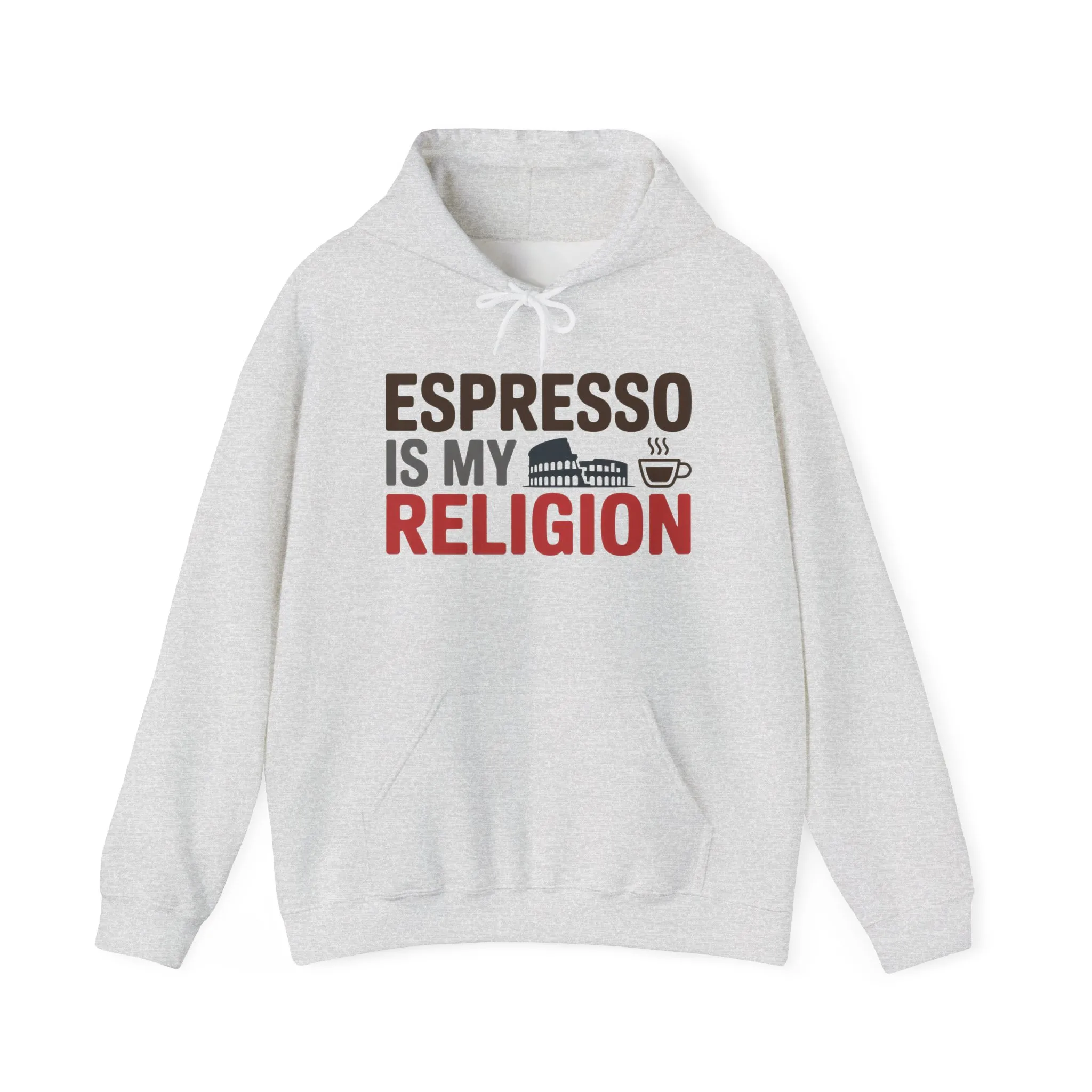 Mens Heavy Blend™ Hooded Sweatshirt, Espresso Is My Religion Coffee Rome Mens Hoodie - Image 5