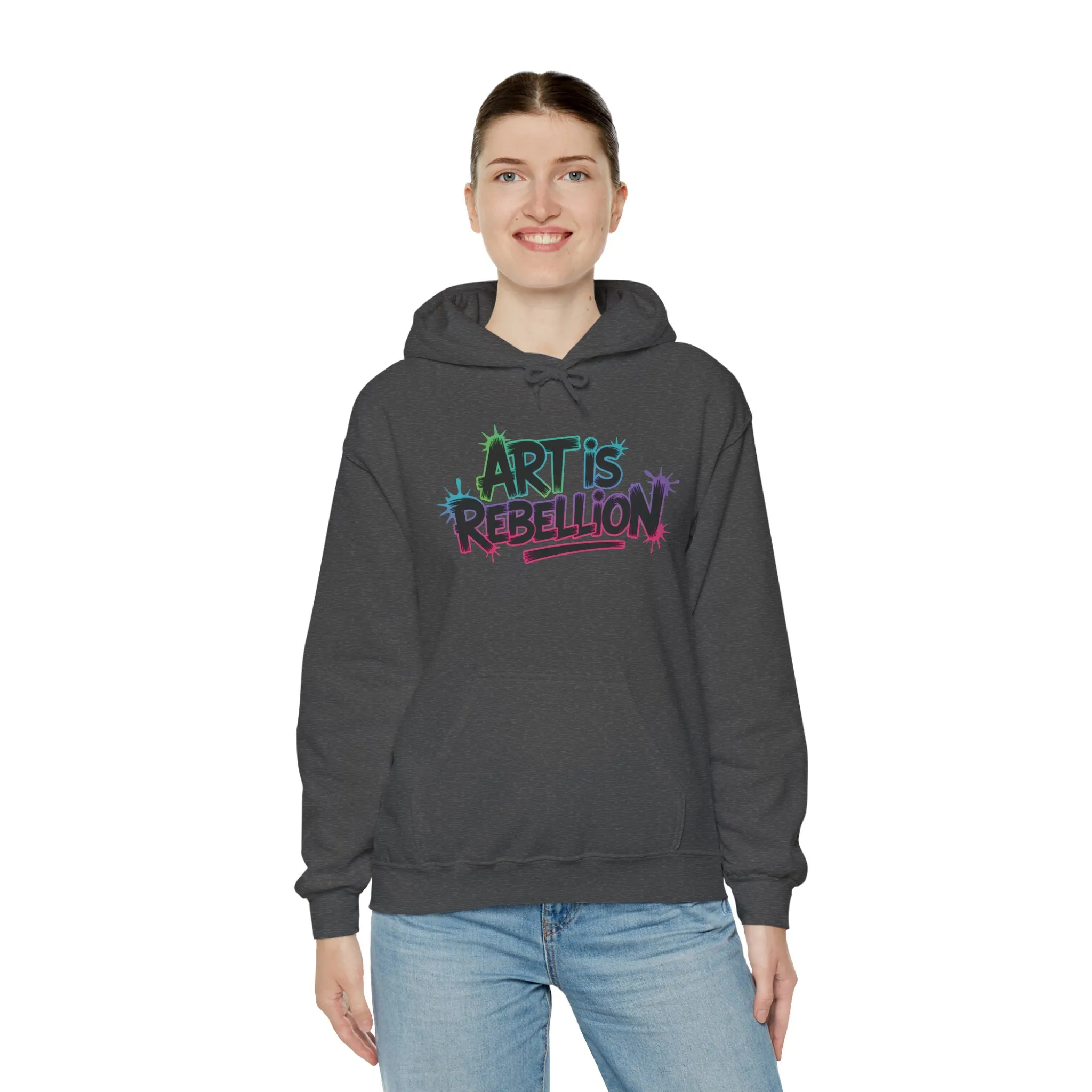 Art Is Rebellion Hoodie, Women's Graffiti Street Art Hooded Sweatshirt, Rebel Graphic Statement Pullover, Heavy Blend™ Hooded Sweatshirt - Image 14
