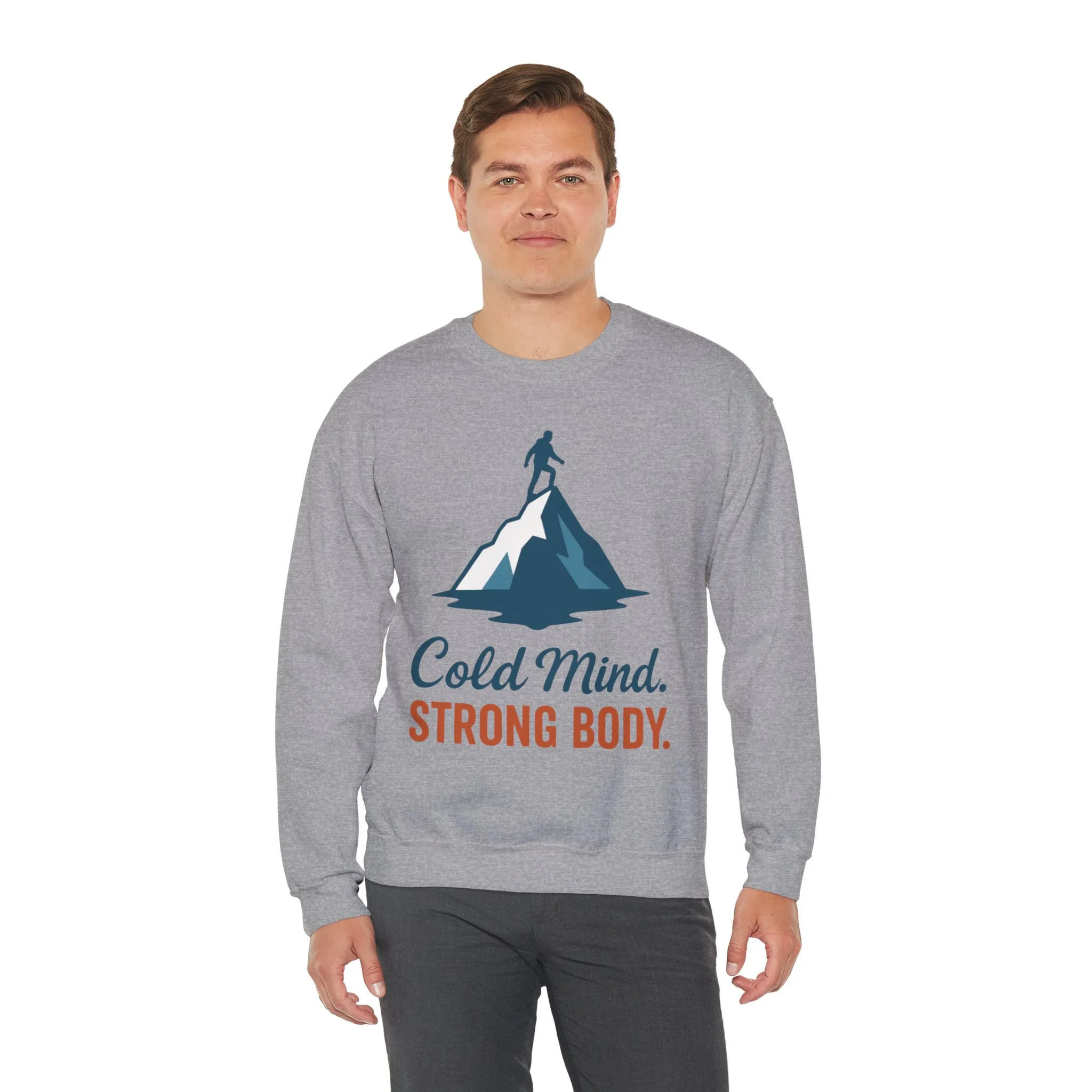 Mens Heavy Blend™ Crewneck Sweatshirt, Cold Mind Strong Body Sweatshirt, Nordic Mountain Minimalist Pullover - Image 16