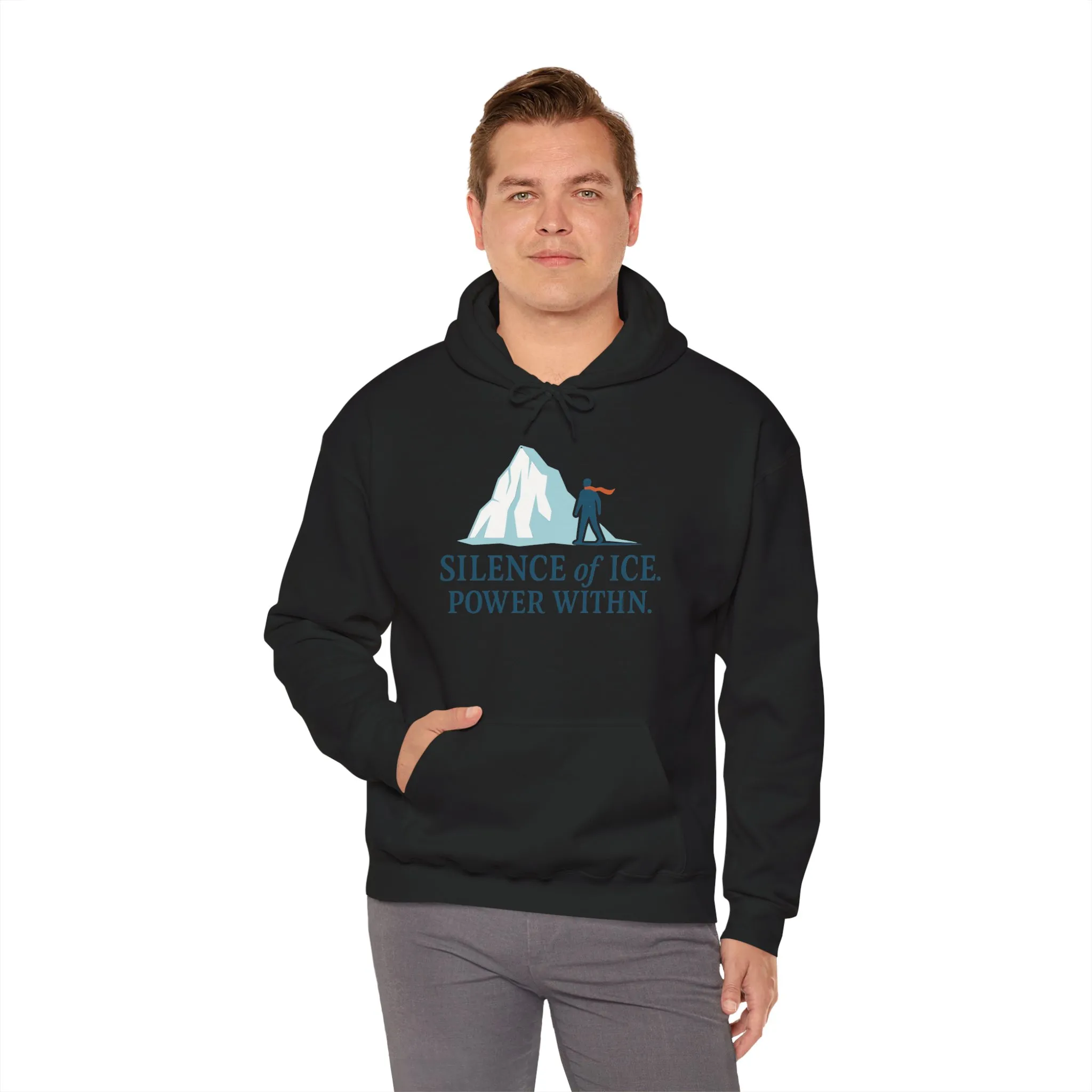 Mens Heavy Blend™ Hooded Sweatshirt, Silence of Ice Power Within Hoodie, Nordic Minimal Iceberg Graphic Streetwear - Image 12