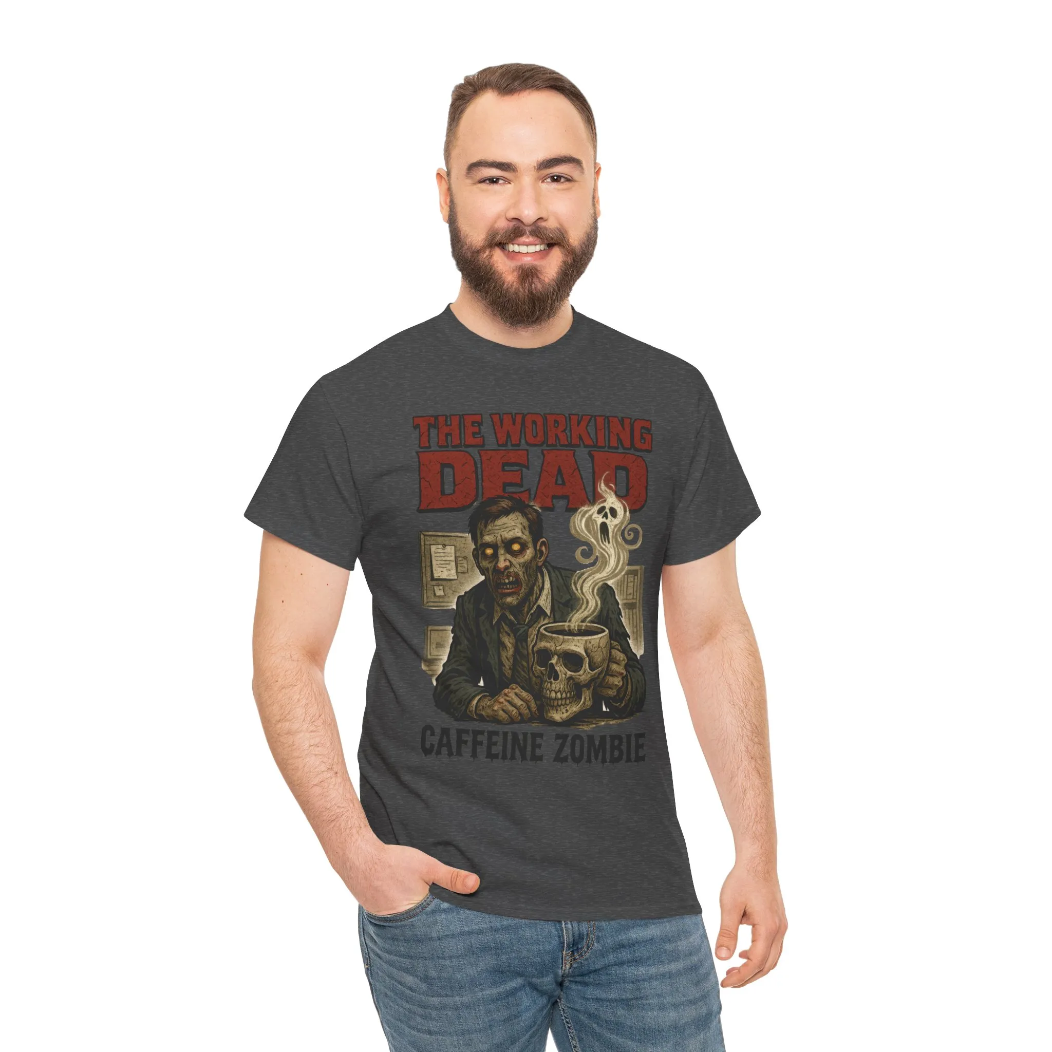 The Working Dead Men's Funny Zombie Work T-Shirt, Office Humor Tee, Halloween Office Tee, Coffee Zombie Shirt - Image 12