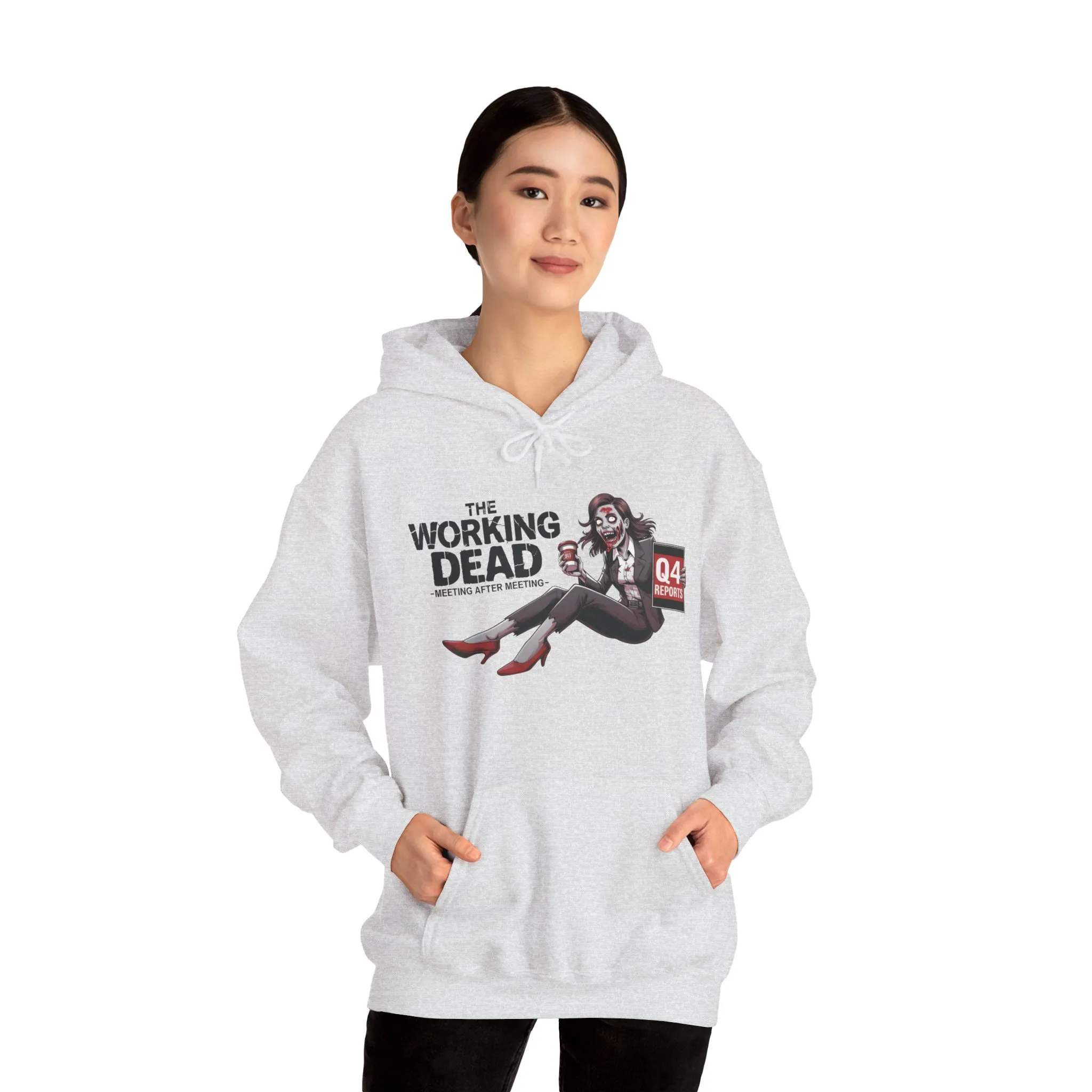 The Working Dead Women's Zombie Hoodie, Funny Office Meeting Sweatshirt, Halloween Zombie Top, Halloween Work Top - Image 7