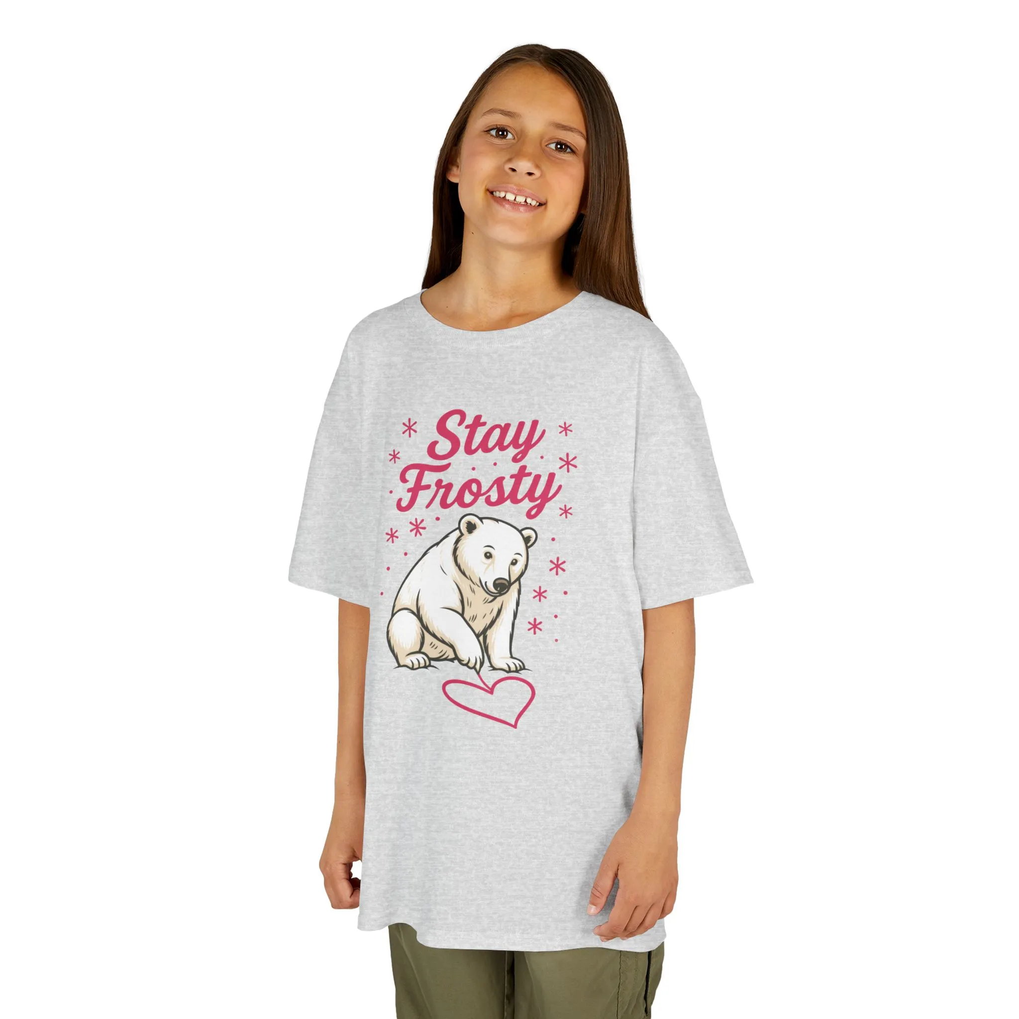 Kids Heavy Cotton™ Tee, Kids Stay Frosty Polar Bear T-Shirt, Cute Winter Graphic Tee for Children - Image 6