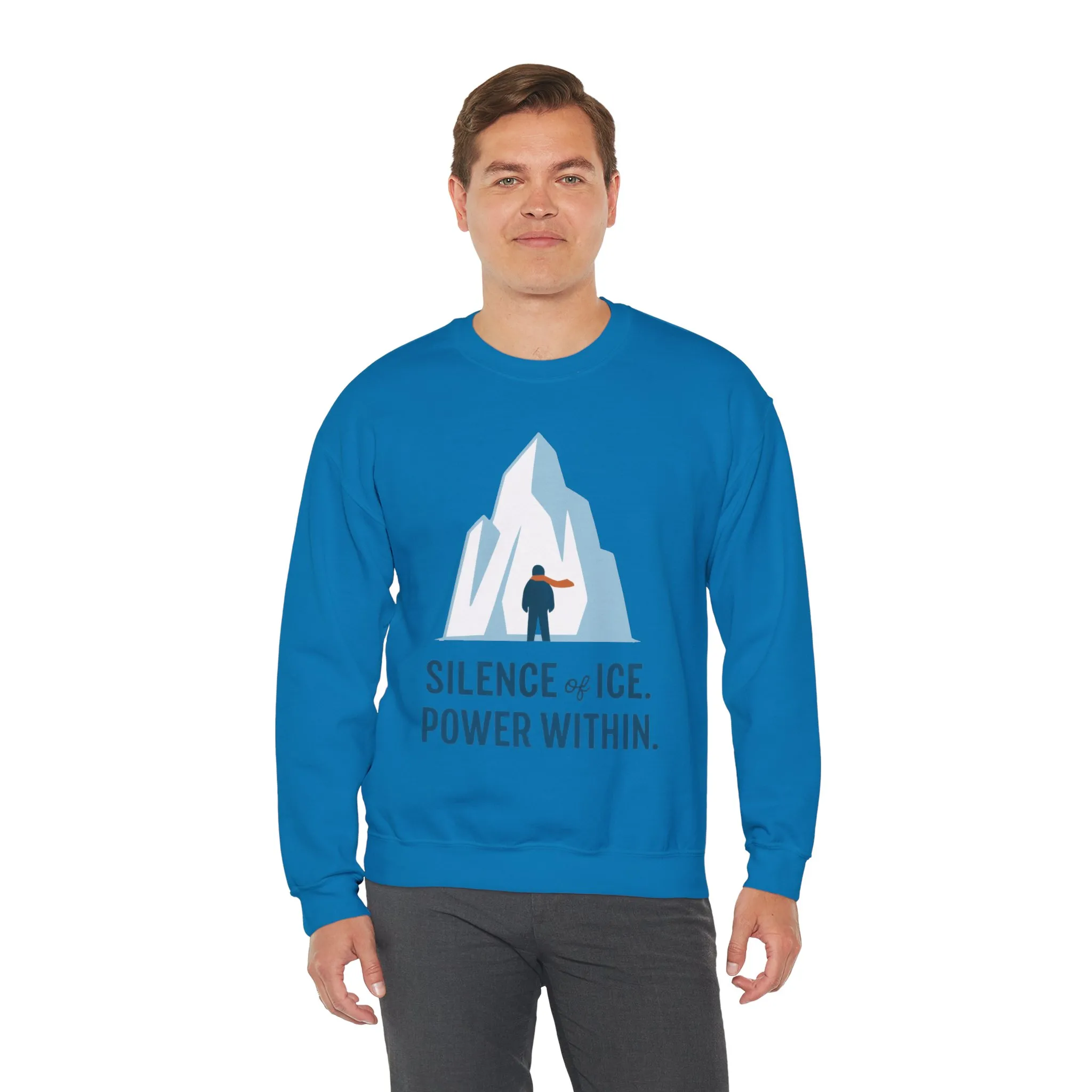Mens Heavy Blend™ Crewneck Sweatshirt, Silence of Ice Power Within Sweatshirt, Nordic Iceberg Minimalist Pullover - Image 24