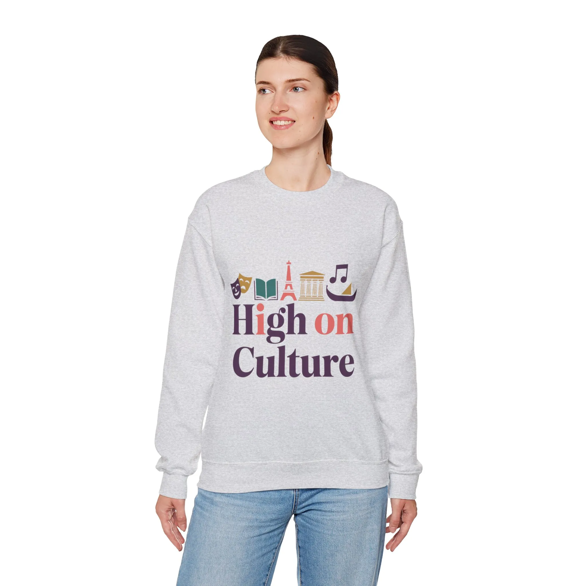 Womens Heavy Blend™ Crewneck Sweatshirt, High on Culture Womens Sweatshirt, Stylish Cultural Graphic Top - Image 6