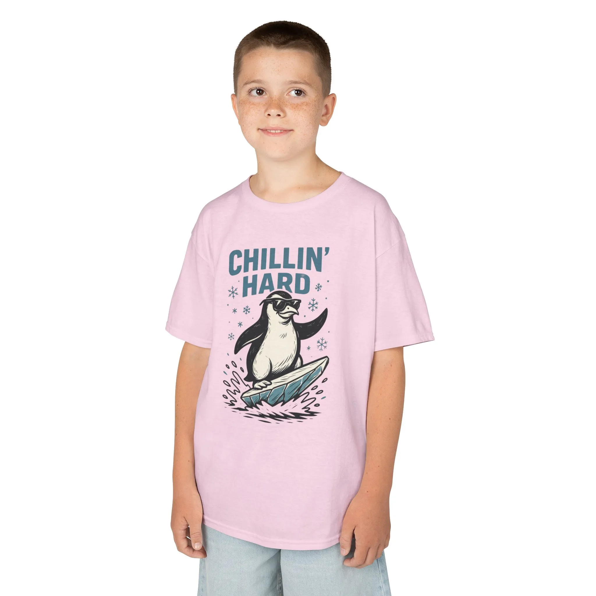 Kids Heavy Cotton™ Tee, Kids Chillin Hard Penguin T-Shirt, Funny Cool Animal Graphic Tee for Children - Image 23