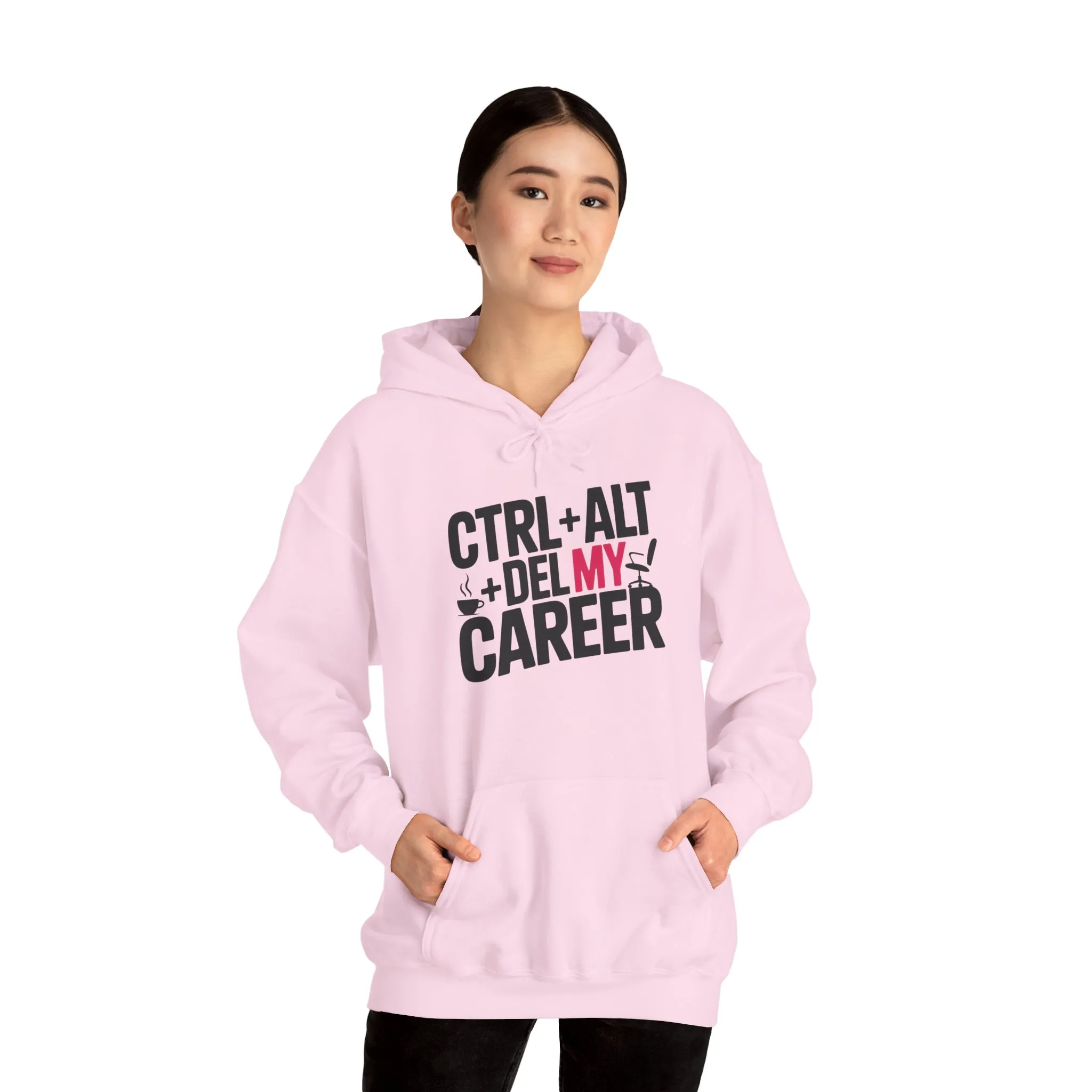 Ctrl Alt Del My Career Hoodie, Funny Geek Workwear, Sarcastic Office Humor Pullover, Women's Heavy Blend™ Hooded Sweatshirt