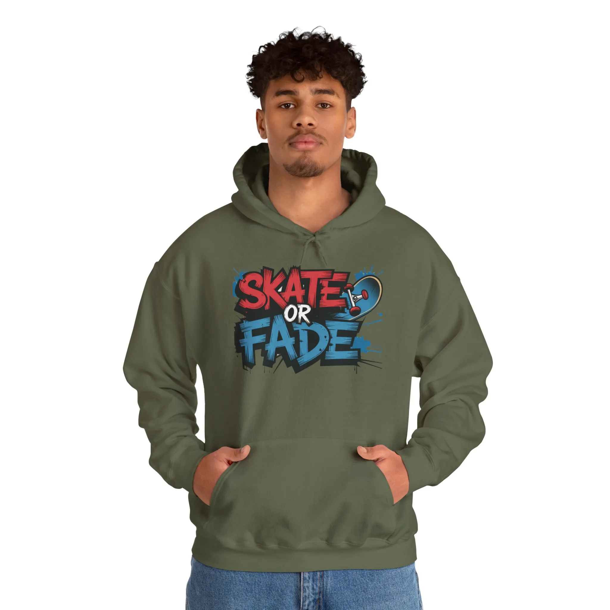 Skate Or Fade Men's Hoodie, Graffiti Skateboarding Pullover, Urban Streetwear Hoodie for Skaters - Image 9