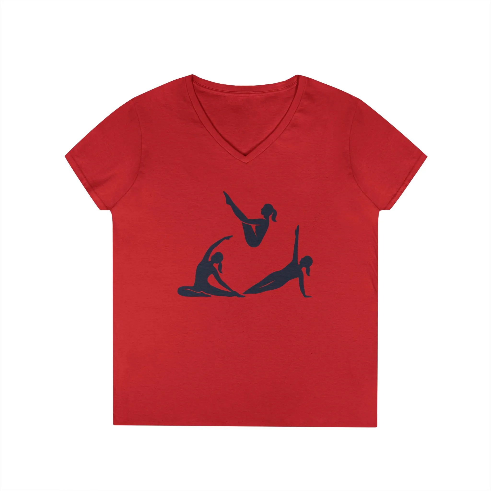 Ladies' V-Neck T-Shirt, Womens Pilates Graphic T-Shirt, Yoga Fitness Tee, Workout Top with Silhouette Print - Image 25