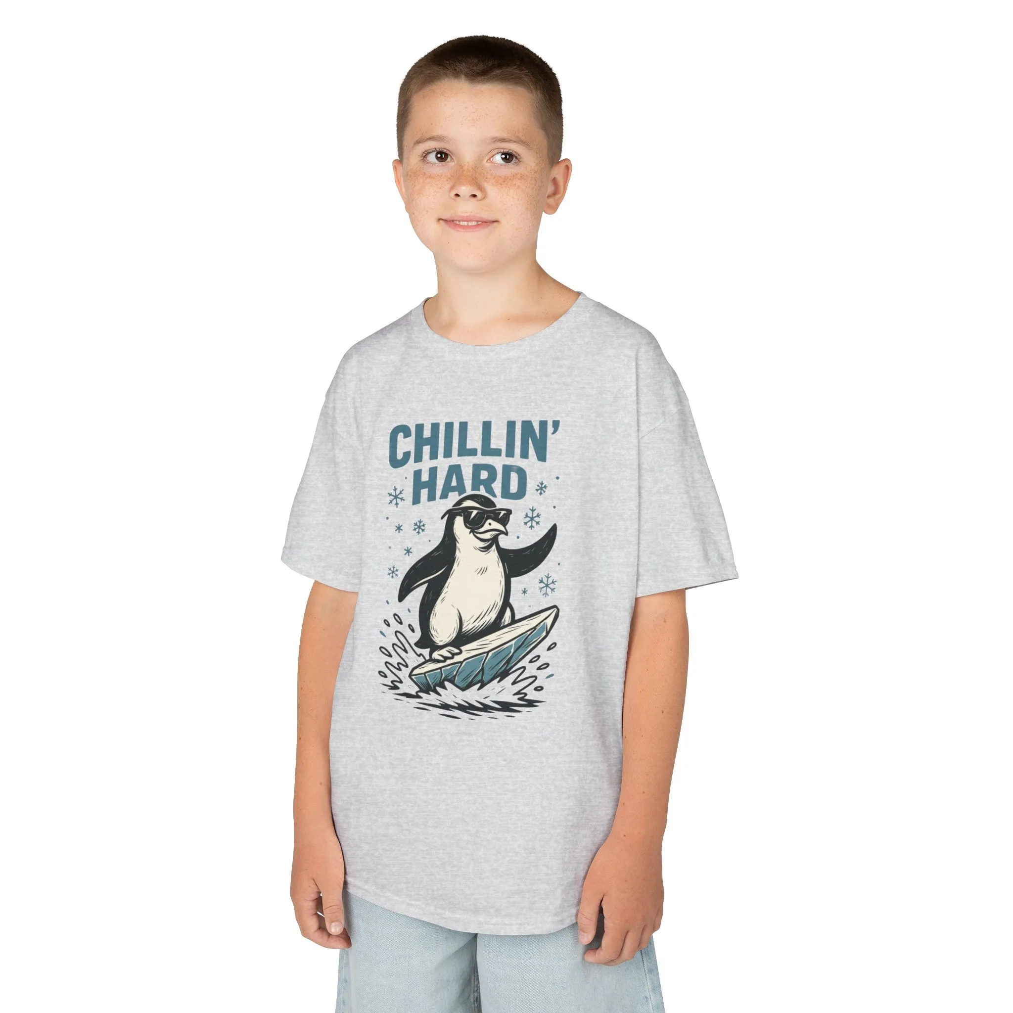Kids Heavy Cotton™ Tee, Kids Chillin Hard Penguin T-Shirt, Funny Cool Animal Graphic Tee for Children - Image 5