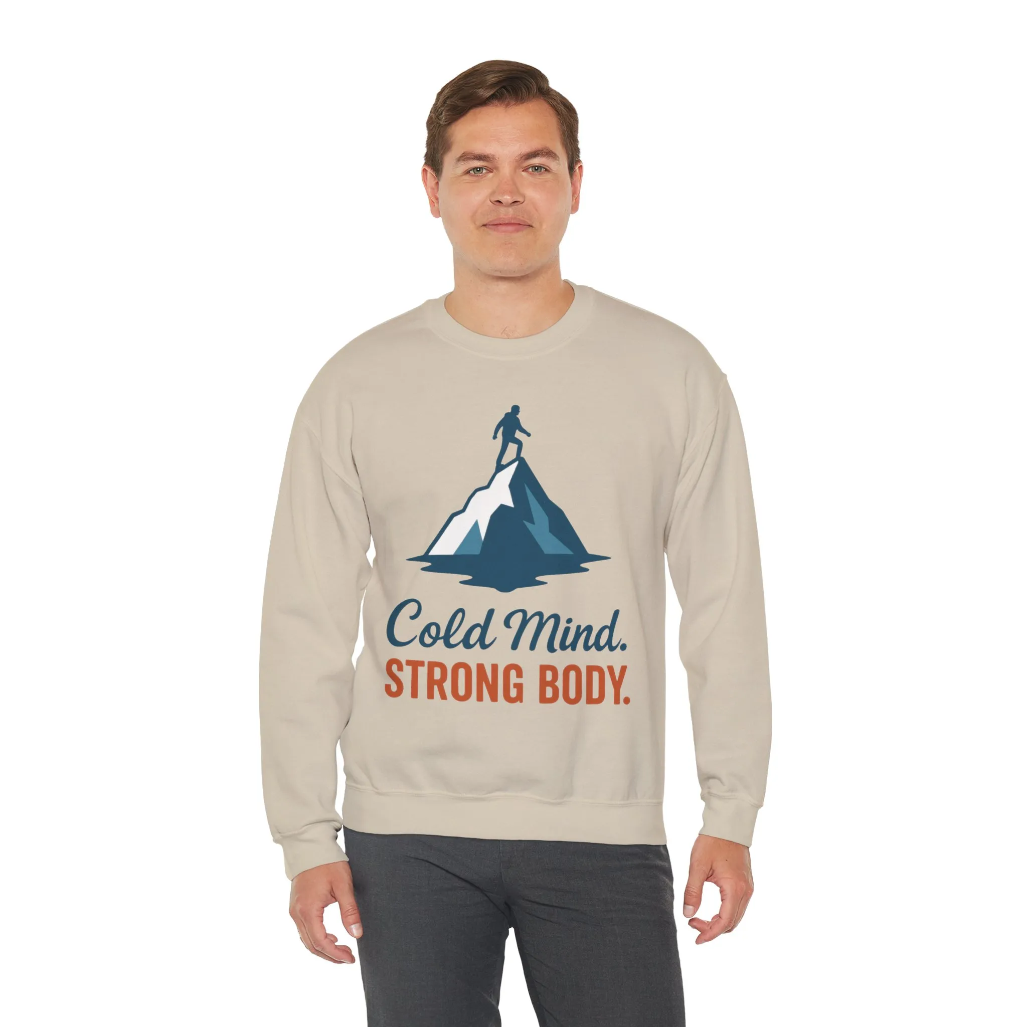 Mens Heavy Blend™ Crewneck Sweatshirt, Cold Mind Strong Body Sweatshirt, Nordic Mountain Minimalist Pullover - Image 12