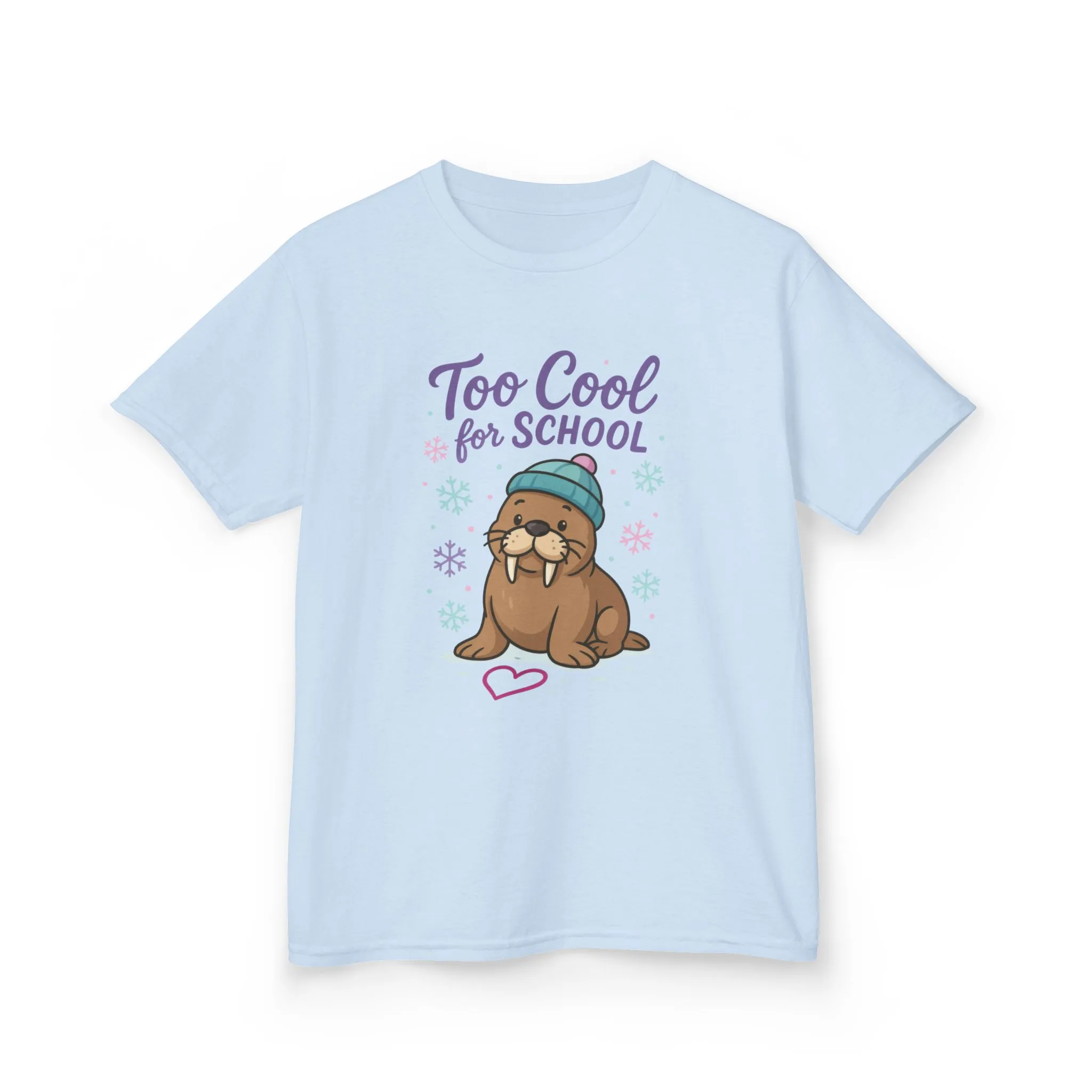 Kids Heavy Cotton™ Tee, Kids Too Cool for School Walrus T-Shirt, Cute Animal Graphic Tee, Funny Winter Shirt - Image 10