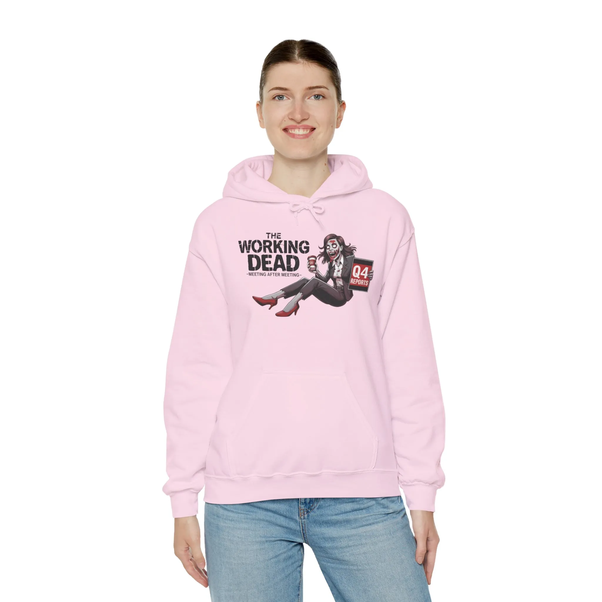 The Working Dead Women's Zombie Hoodie, Funny Office Meeting Sweatshirt, Halloween Zombie Top, Halloween Work Top - Image 36
