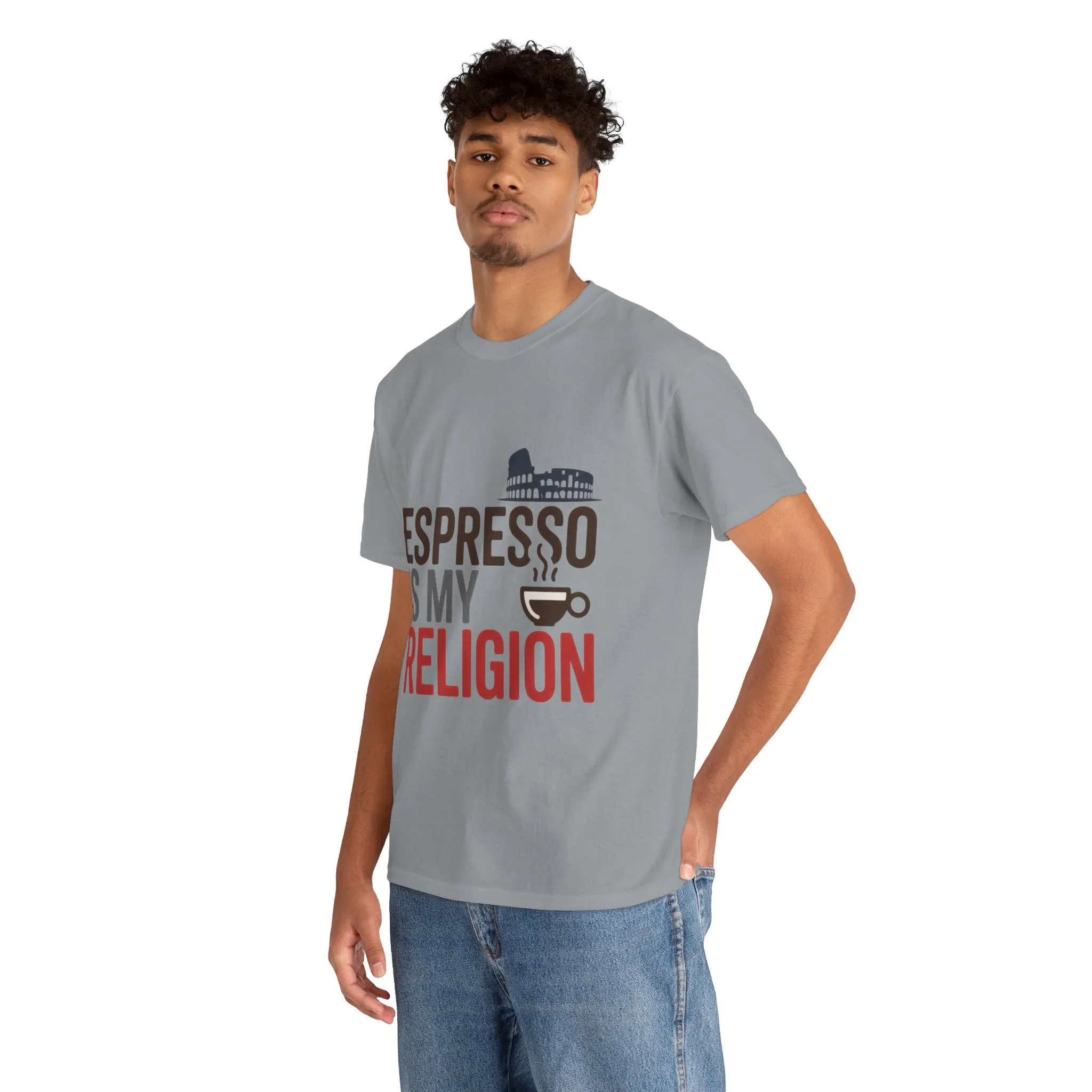 Espresso Is My Religion Coffee Rome Graphic Mens T-Shirt, Coffee Lover Gift - Image 3