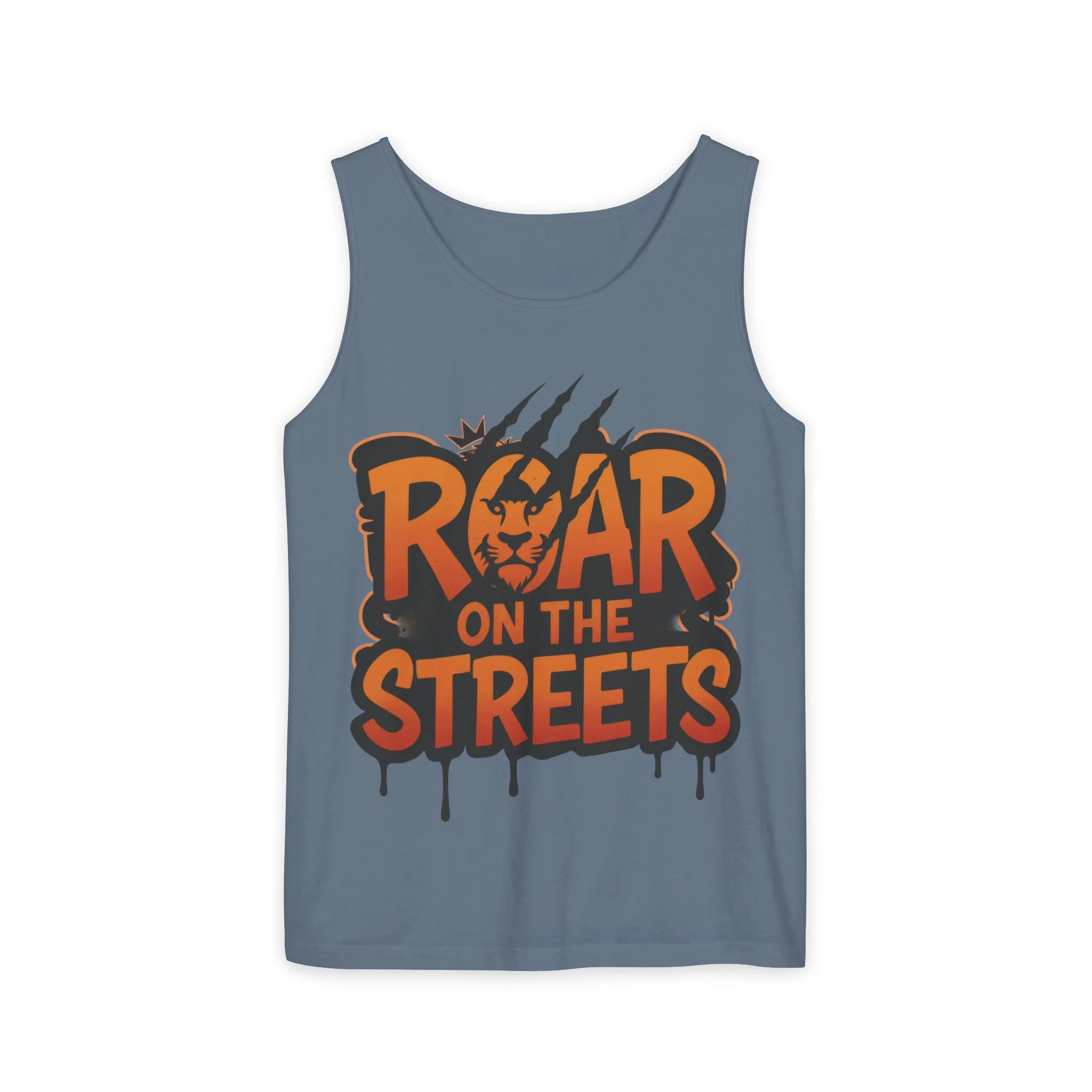 Mens Garment-Dyed Tank Top, Roar on the Streets Lion Graphic Mens Tank Top - Image 13