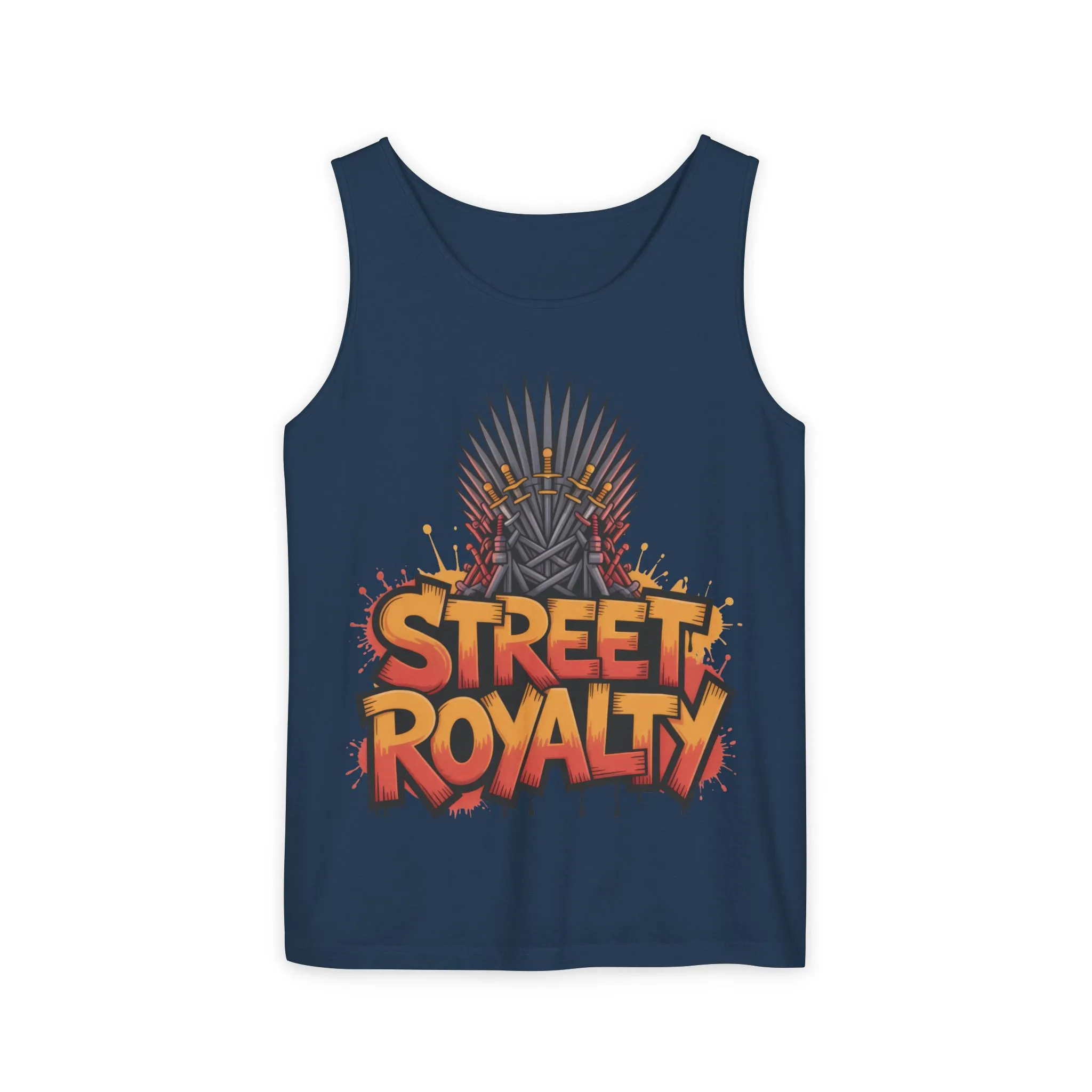 Street Royalty Men's Tank Top, Graffiti Crown Graphic Muscle Shirt, Urban Streetwear Sleeveless Skate Style - Image 2