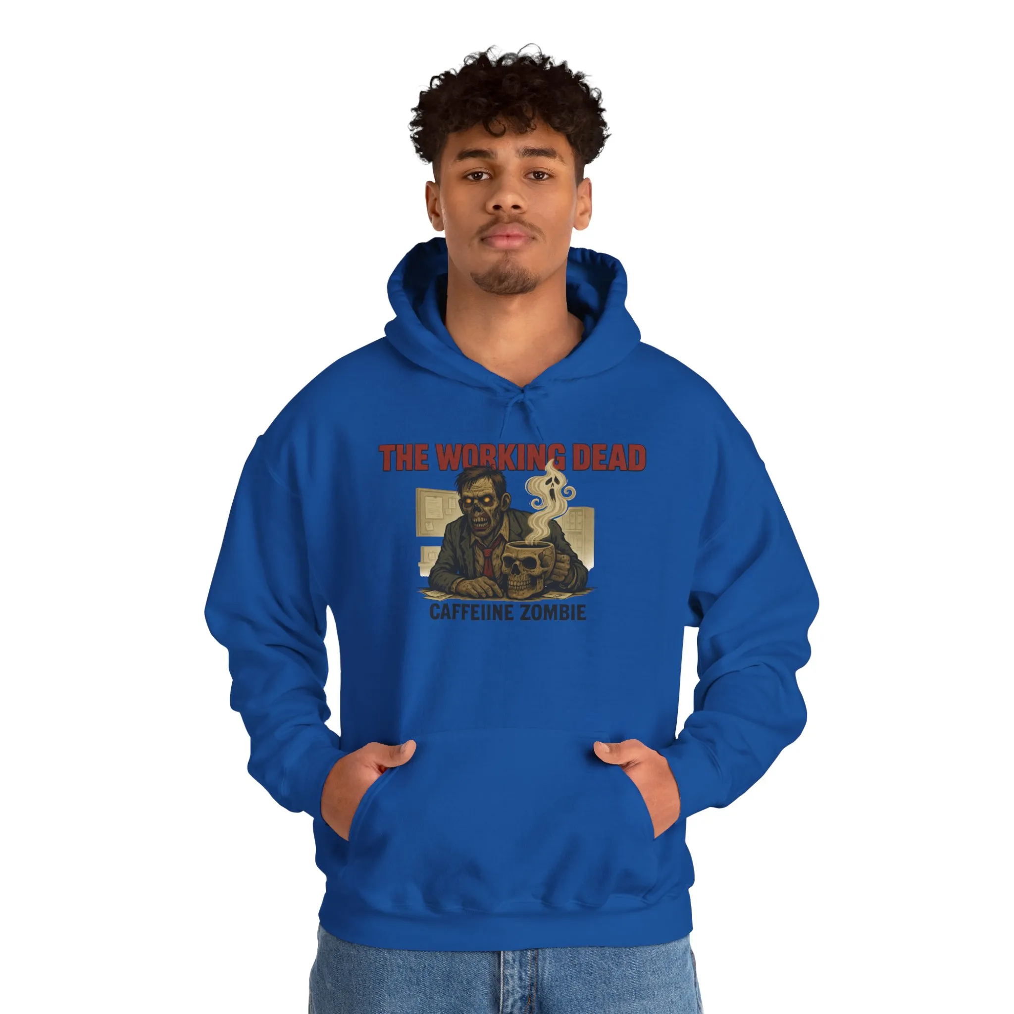 The Working Dead Men's Zombie Hoodie, Funny Office Meeting Sweatshirt, Halloween Zombie Top, Coffee Zombie Hoodie, Halloween Work Top - Image 31