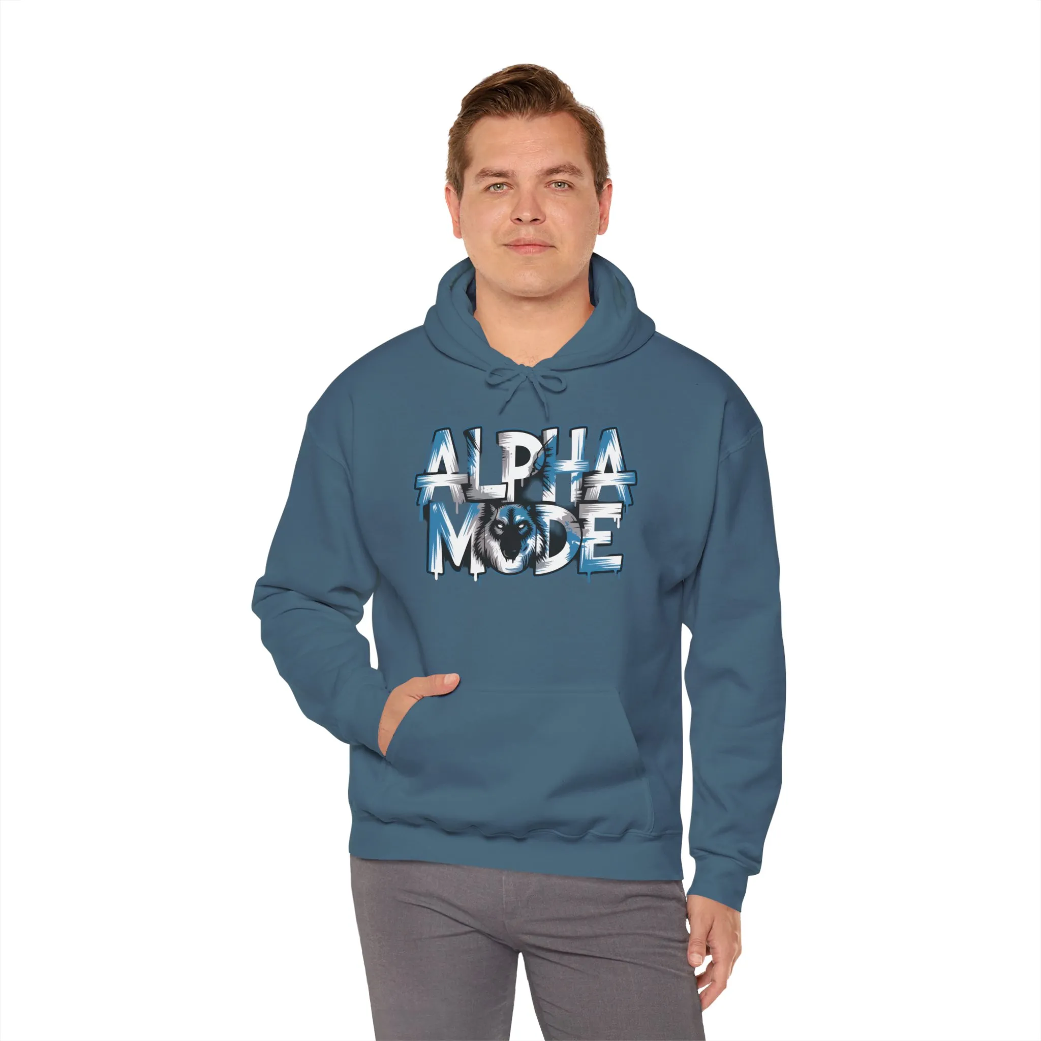Mens Heavy Blend™ Hooded Sweatshirt, Alpha Mode Wolf Hoodie Mens Bold Streetwear - Image 24
