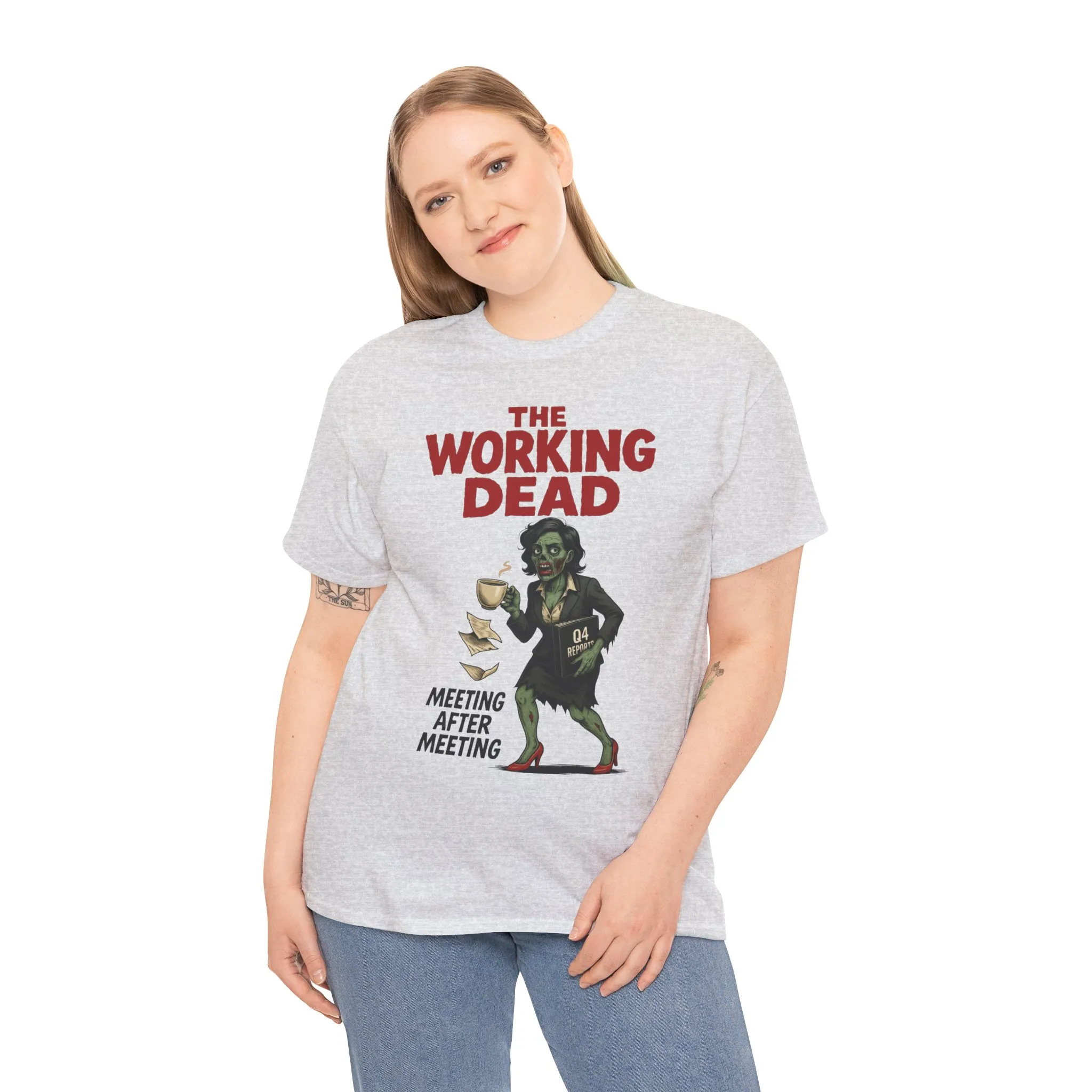 The Working Dead Women's Zombie Funny Office T-Shirt, Meeting Humor Tee, Zombie Work Top, Halloween Work Tee - Image 8