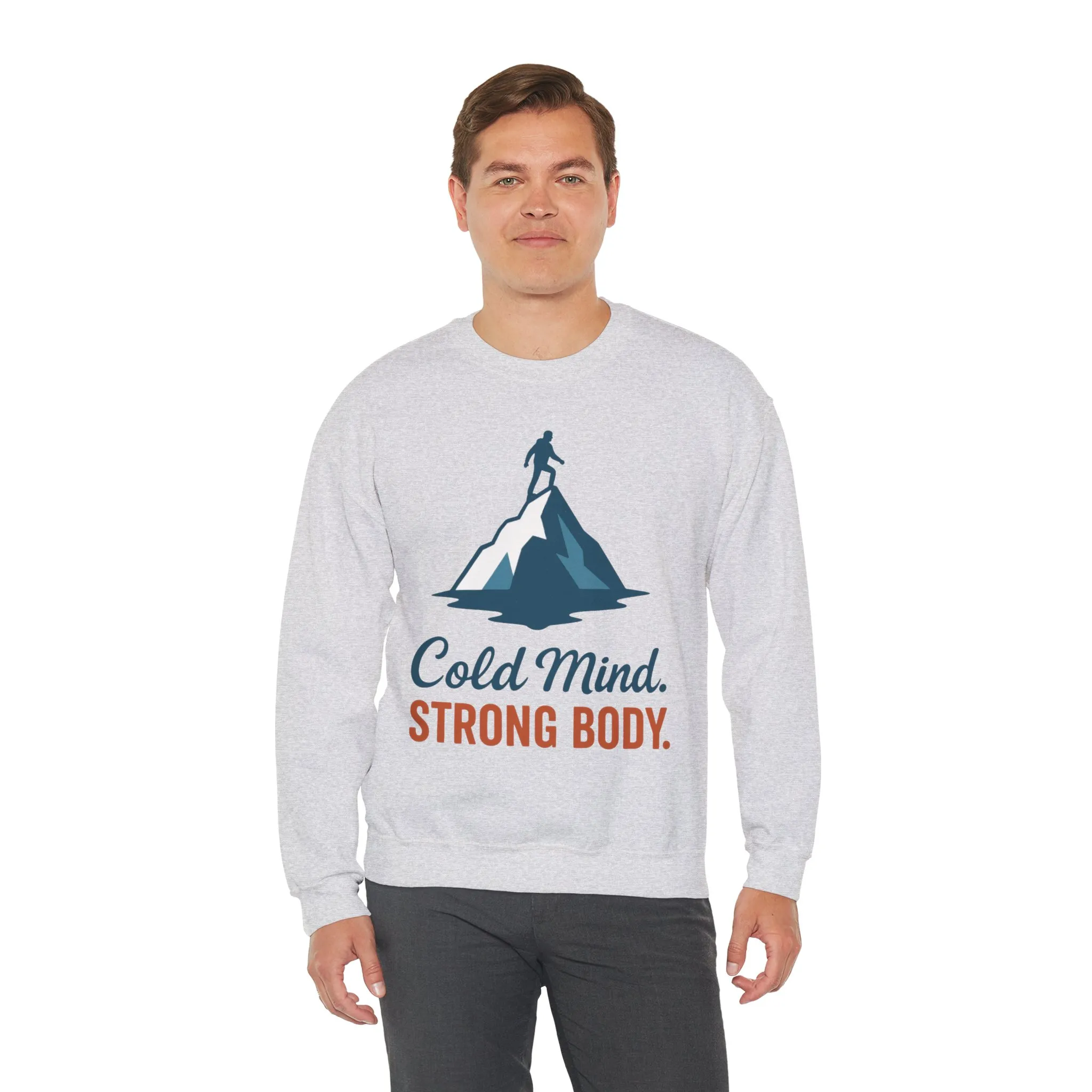 Mens Heavy Blend™ Crewneck Sweatshirt, Cold Mind Strong Body Sweatshirt, Nordic Mountain Minimalist Pullover - Image 8