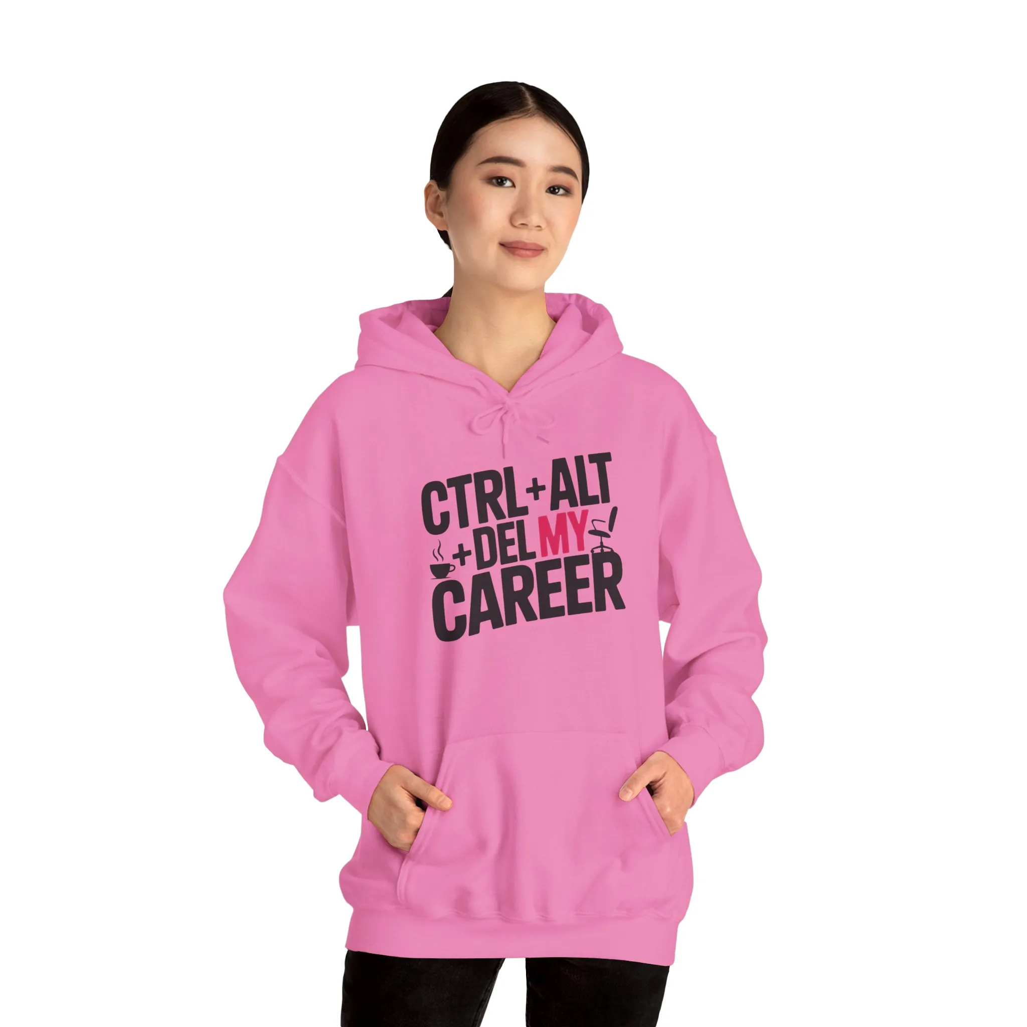 Ctrl Alt Del My Career Hoodie, Funny Geek Workwear, Sarcastic Office Humor Pullover, Women's Heavy Blend™ Hooded Sweatshirt - Image 25