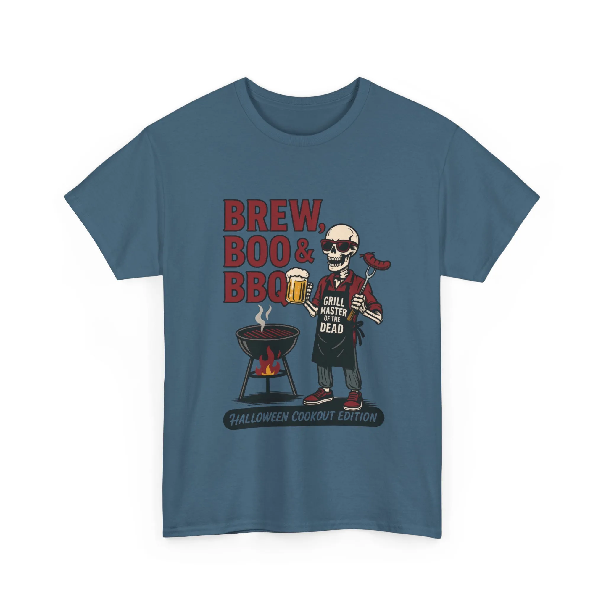 Halloween BBQ Men's T-Shirt, Brew Boo&BBQ Skeleton Grill Master Tee, Funny Dad Gift, Grill Master Tee, Grill Dad Halloween - Image 16