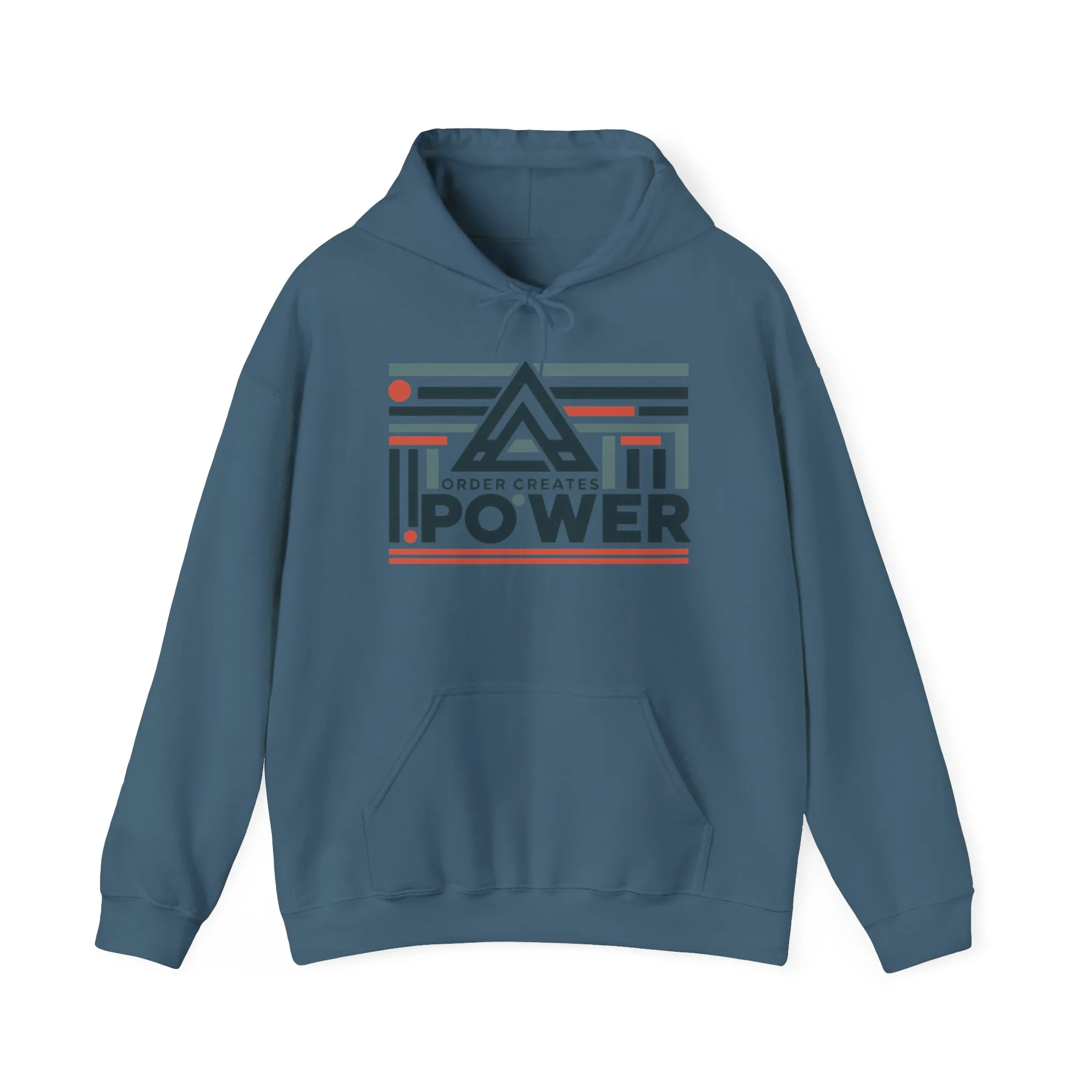 Mens Hoodie Order Creates Power, Geometric Minimal Motivational Graphic Pullover Hoodie, Mens Heavy Blend™ Hooded Sweatshirt - Image 17