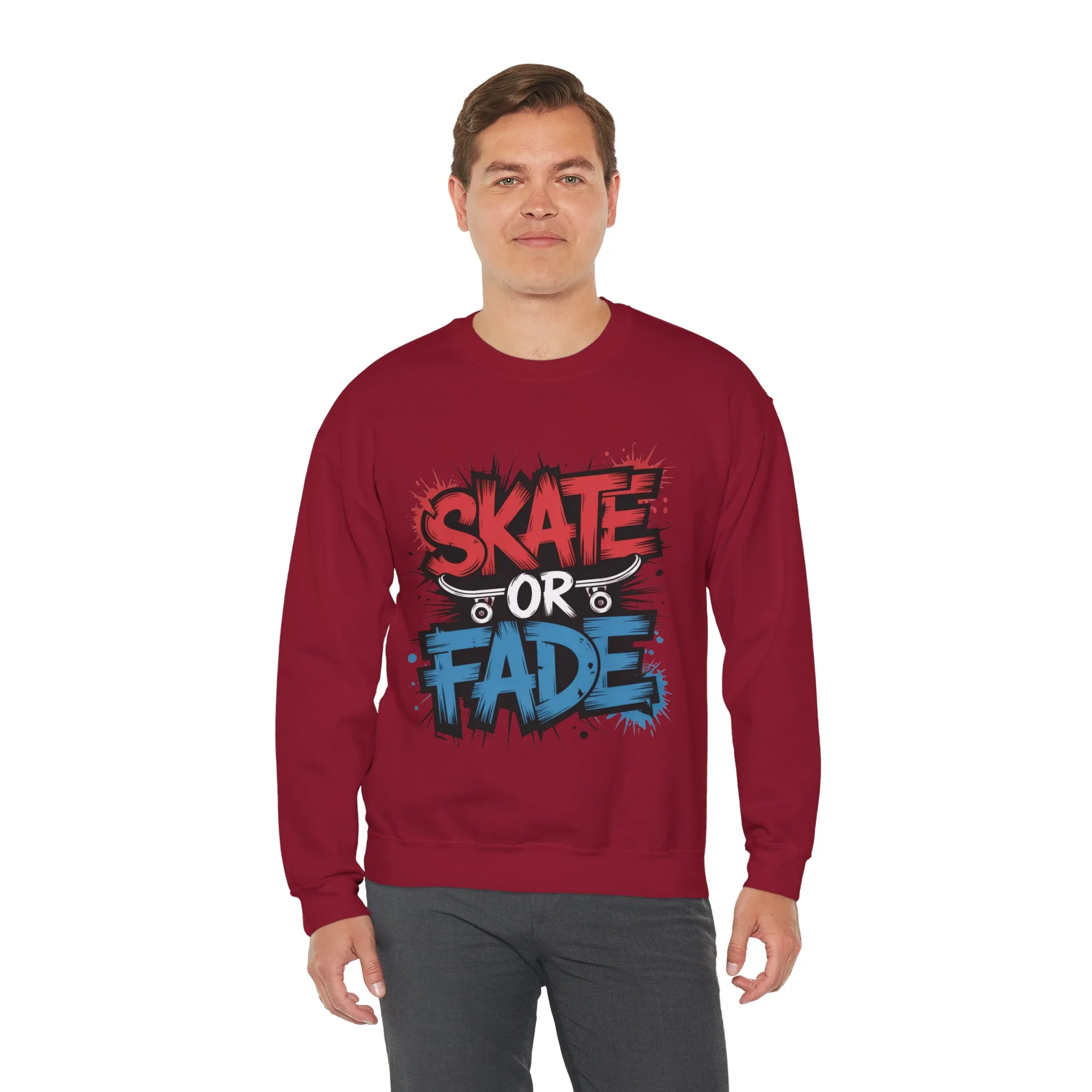 Skate Or Fade Men's Crewneck Sweatshirt, Graffiti Skateboarding Pullover, Urban Streetwear Top, Men's Heavy Blend™ Crewneck Sweatshirt - Image 27