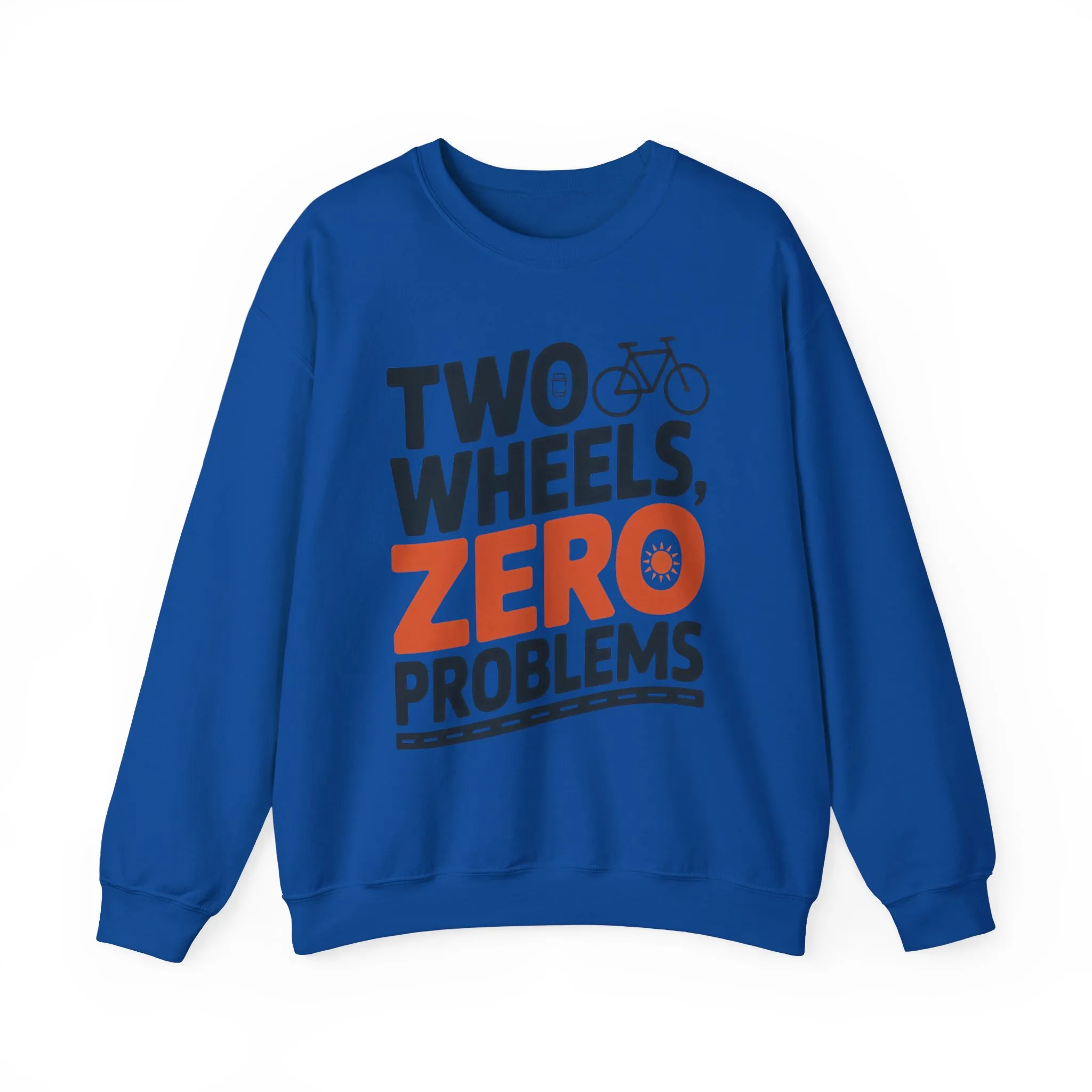 Mens Heavy Blend™ Crewneck Sweatshirt, Two Wheels Zero Problems Mens Casual Biker Sweatshirt, Gift for Cyclists - Image 25