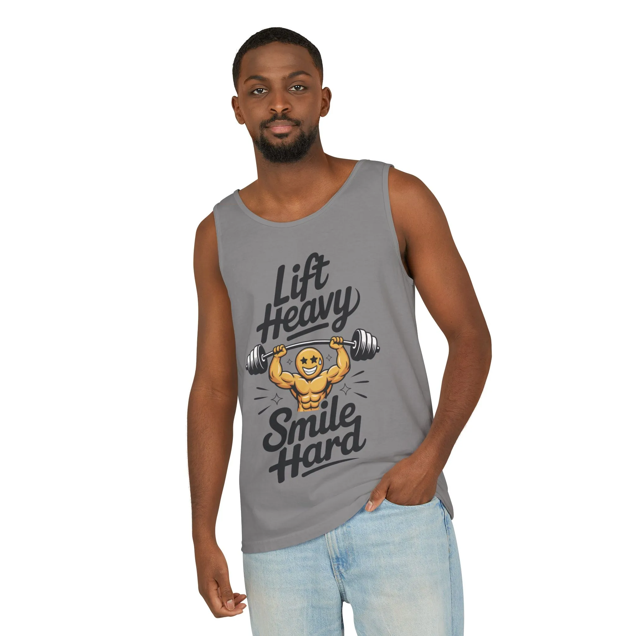 Mens Lift Heavy Smile Hard Tank Top, Funny Gym Workout Fitness Shirt, Mens Funny Gym Tank - Image 11