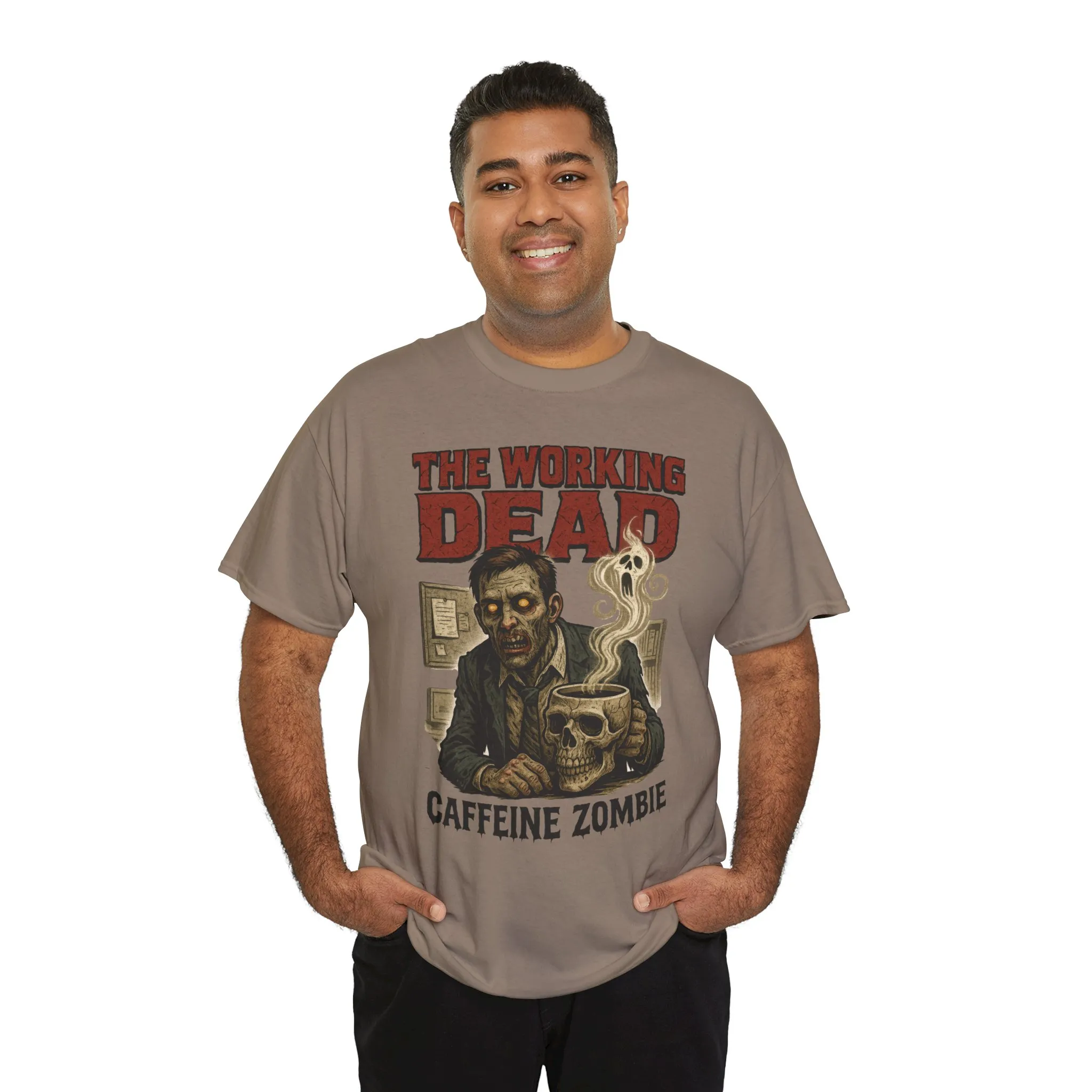 The Working Dead Men's Funny Zombie Work T-Shirt, Office Humor Tee, Halloween Office Tee, Coffee Zombie Shirt - Image 39
