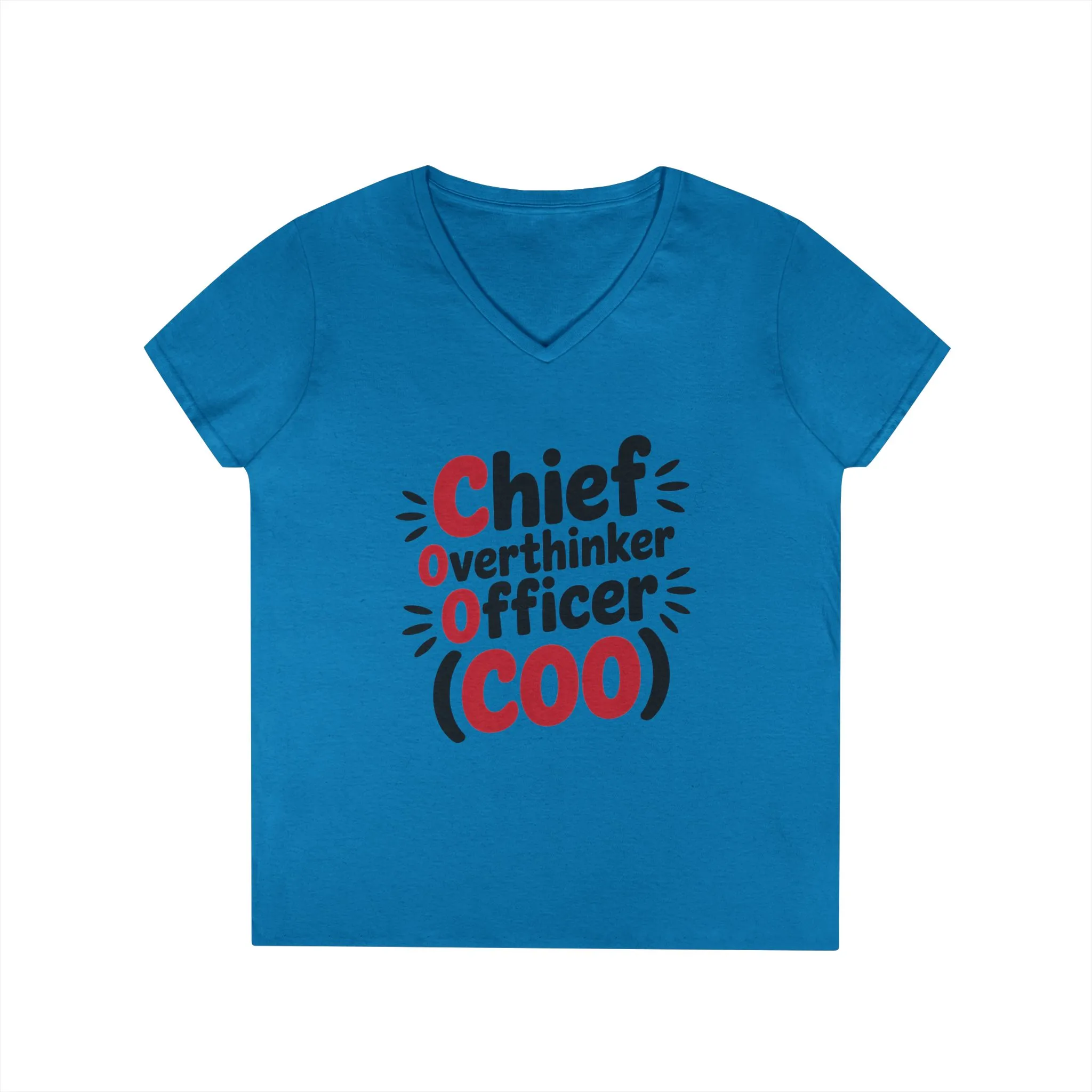 Ladies' V-Neck T-Shirt, Women's COO T-Shirt, Chief Overthinker Officer Funny Graphic Tee, Sarcastic Work Shirt - Image 13