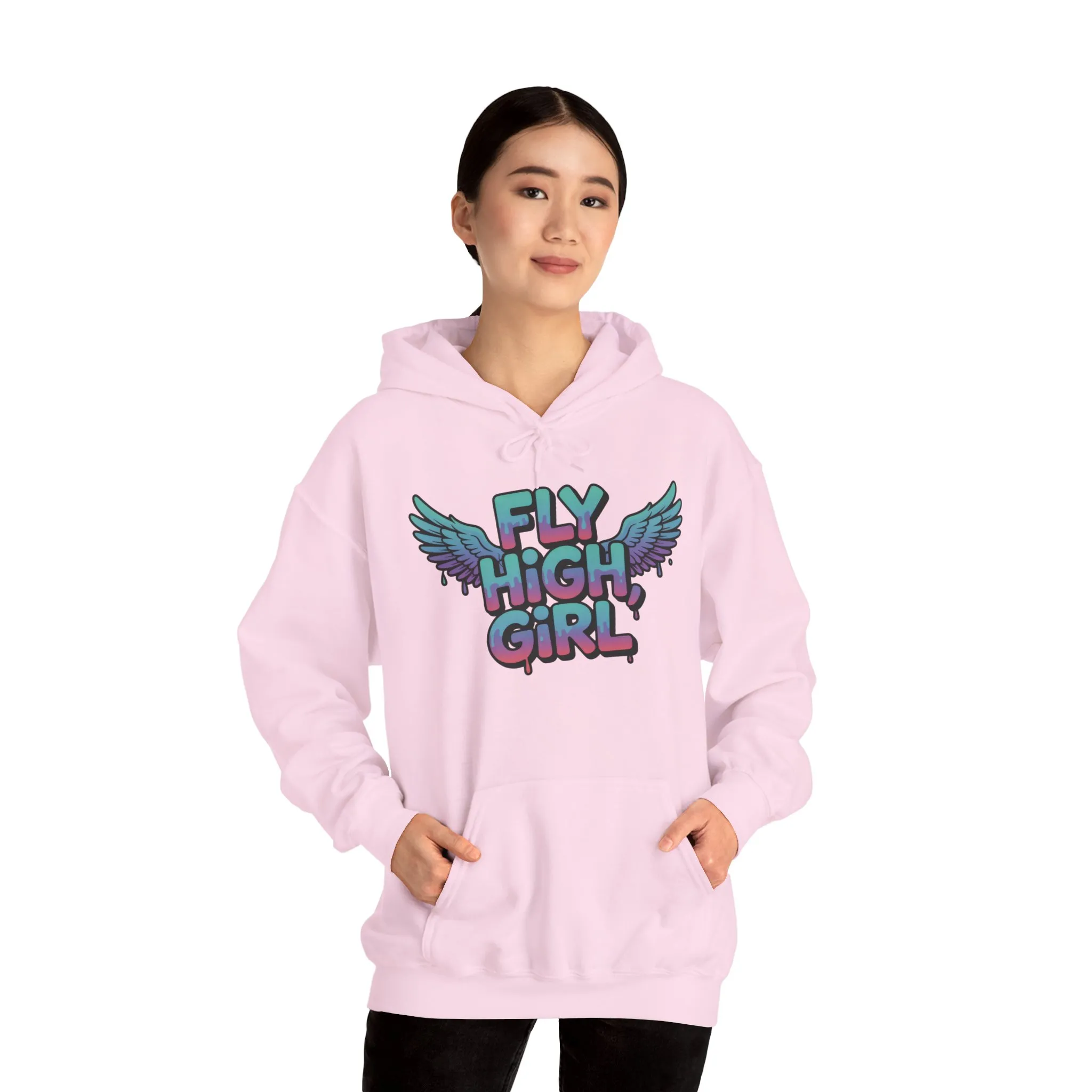 Women's Hoodie Fly High Girl, Angel Wings Graffiti Drip Graphic Pullover, Streetwear Hoodie - Image 31