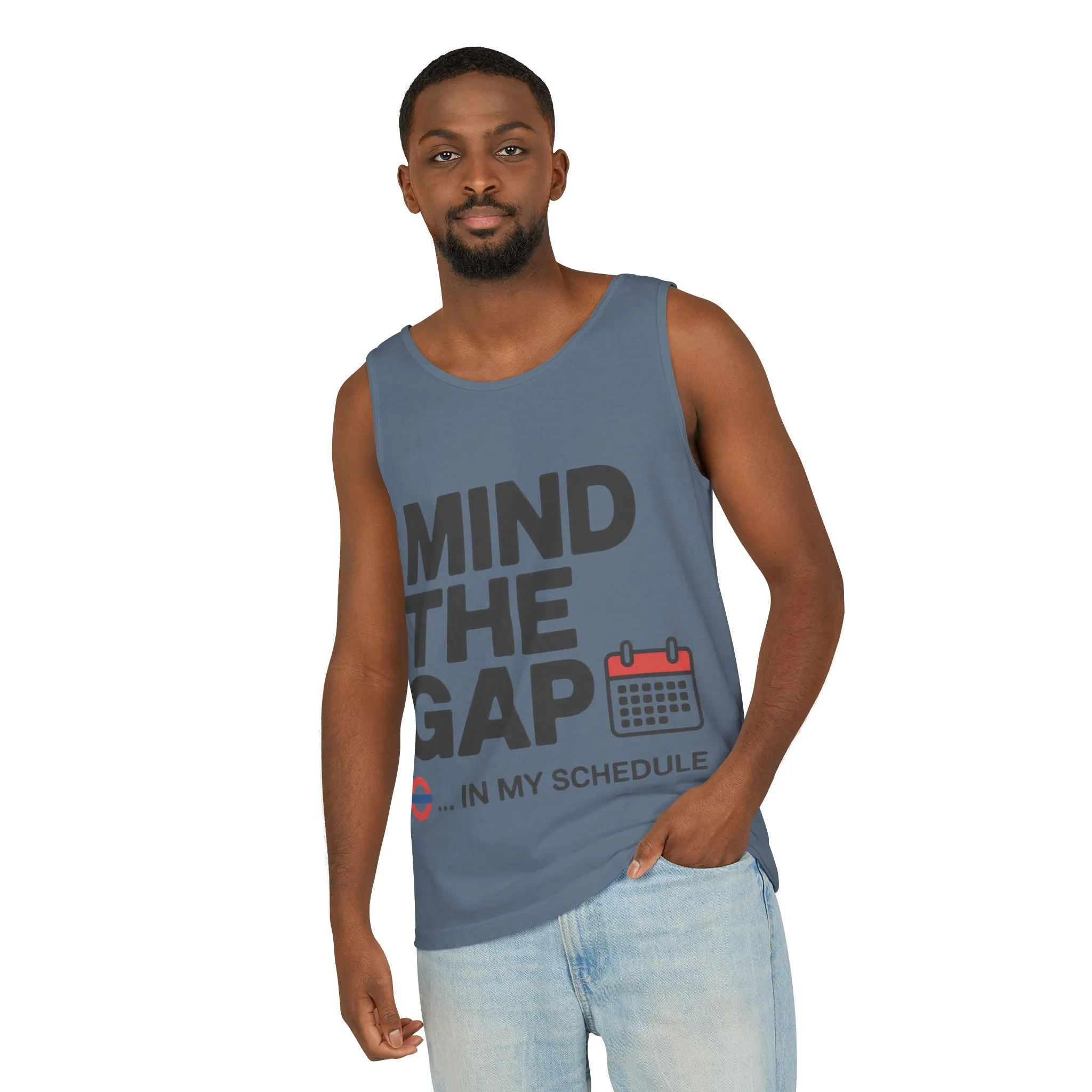 Funny Men's Tank Top, Mind The Gap in My Schedule, London Tube Inspired Office Humor Shirt - Image 16