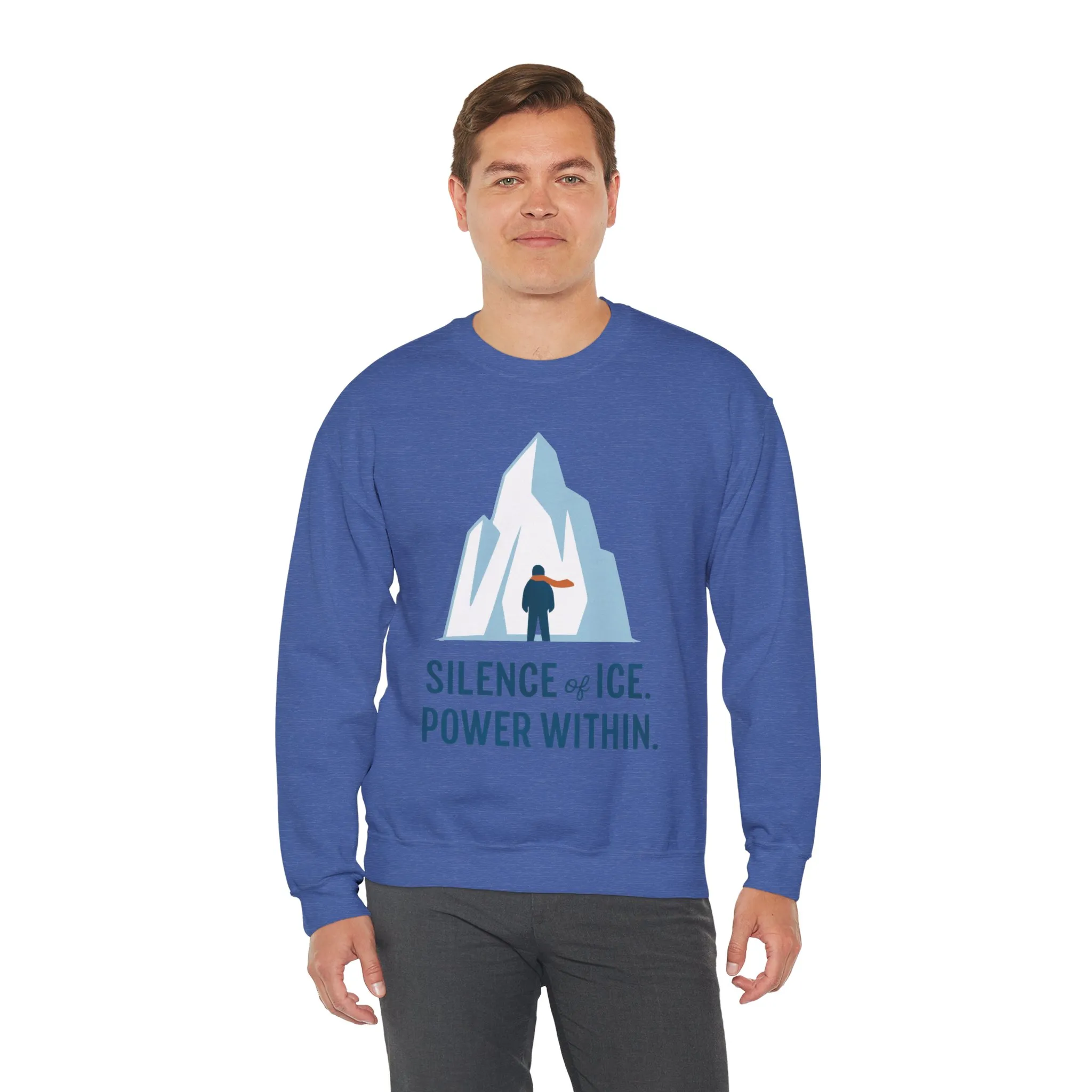 Mens Heavy Blend™ Crewneck Sweatshirt, Silence of Ice Power Within Sweatshirt, Nordic Iceberg Minimalist Pullover - Image 21