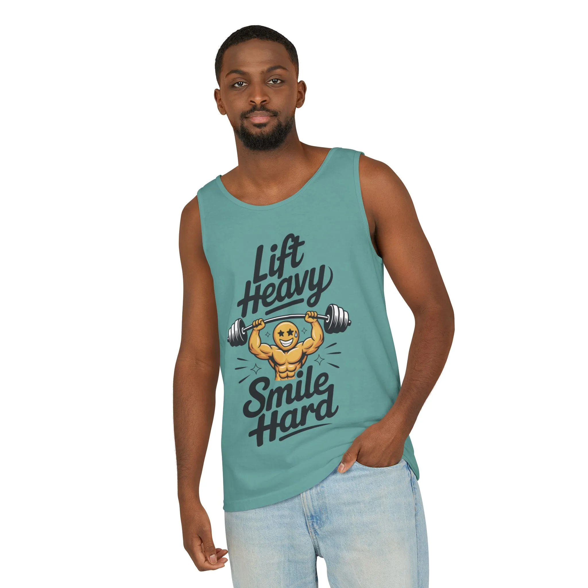 Mens Lift Heavy Smile Hard Tank Top, Funny Gym Workout Fitness Shirt, Mens Funny Gym Tank - Image 17