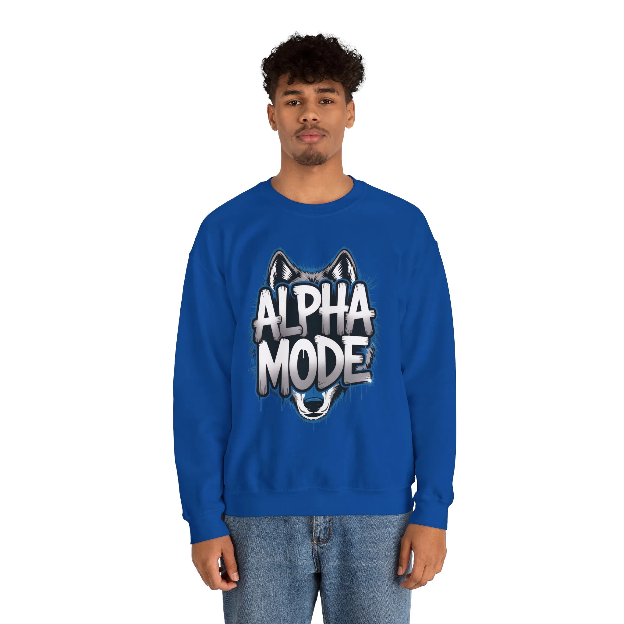 Mens Heavy Blend™ Crewneck Sweatshirt, Alpha Mode Mens Wolf Graphic Crewneck Sweatshirt - Image 26