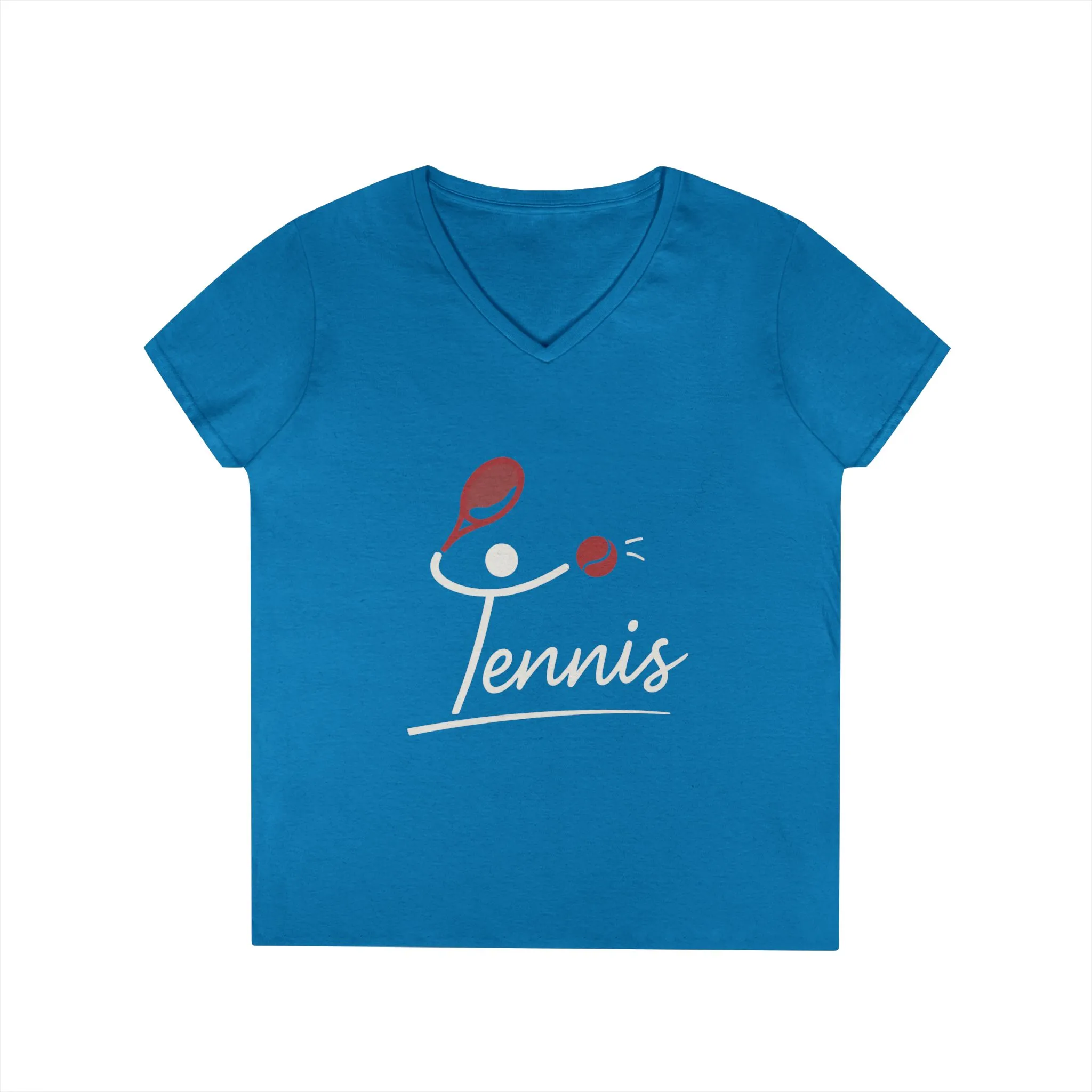 Ladies' V-Neck T-Shirt, Womens Tennis Graphic T-Shirt, Cute Sports Tee, Funny Workout Gym Top for Women - Image 13