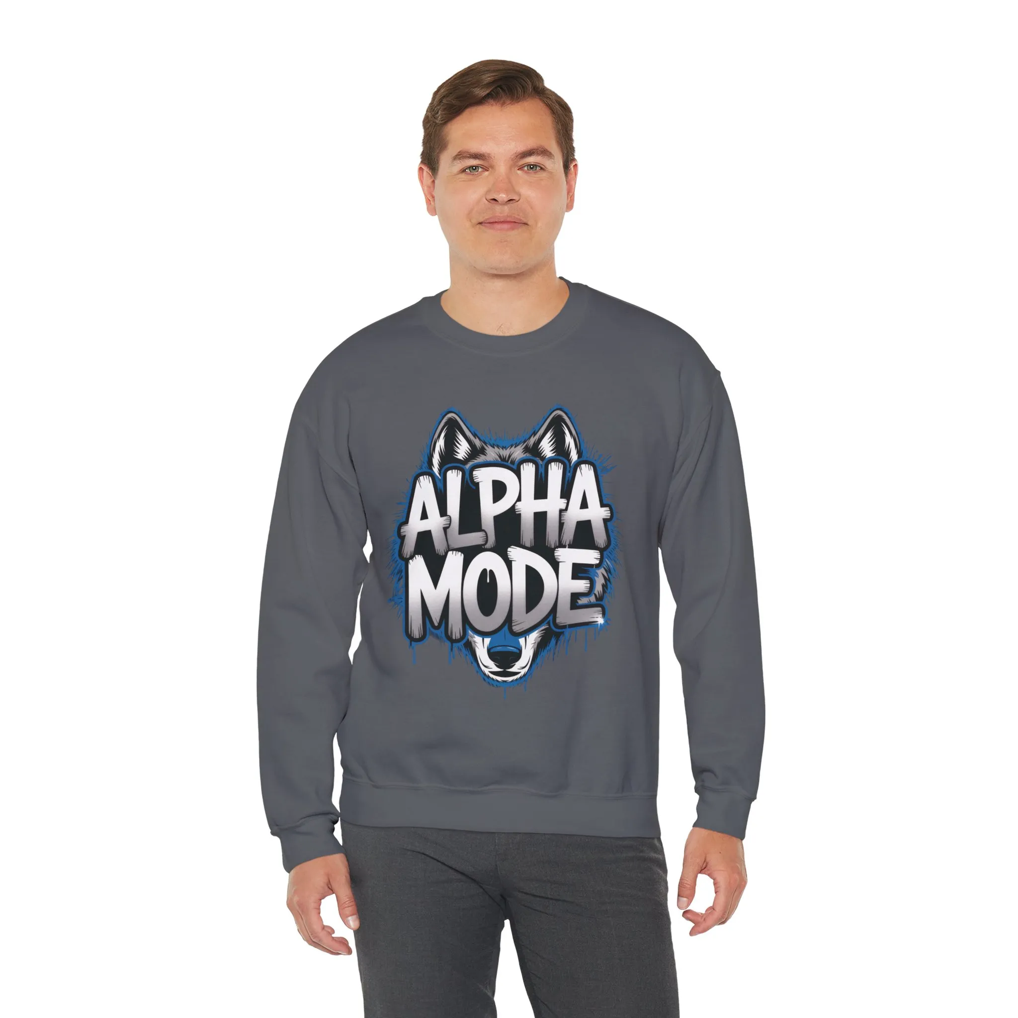 Mens Heavy Blend™ Crewneck Sweatshirt, Alpha Mode Mens Wolf Graphic Crewneck Sweatshirt - Image 24