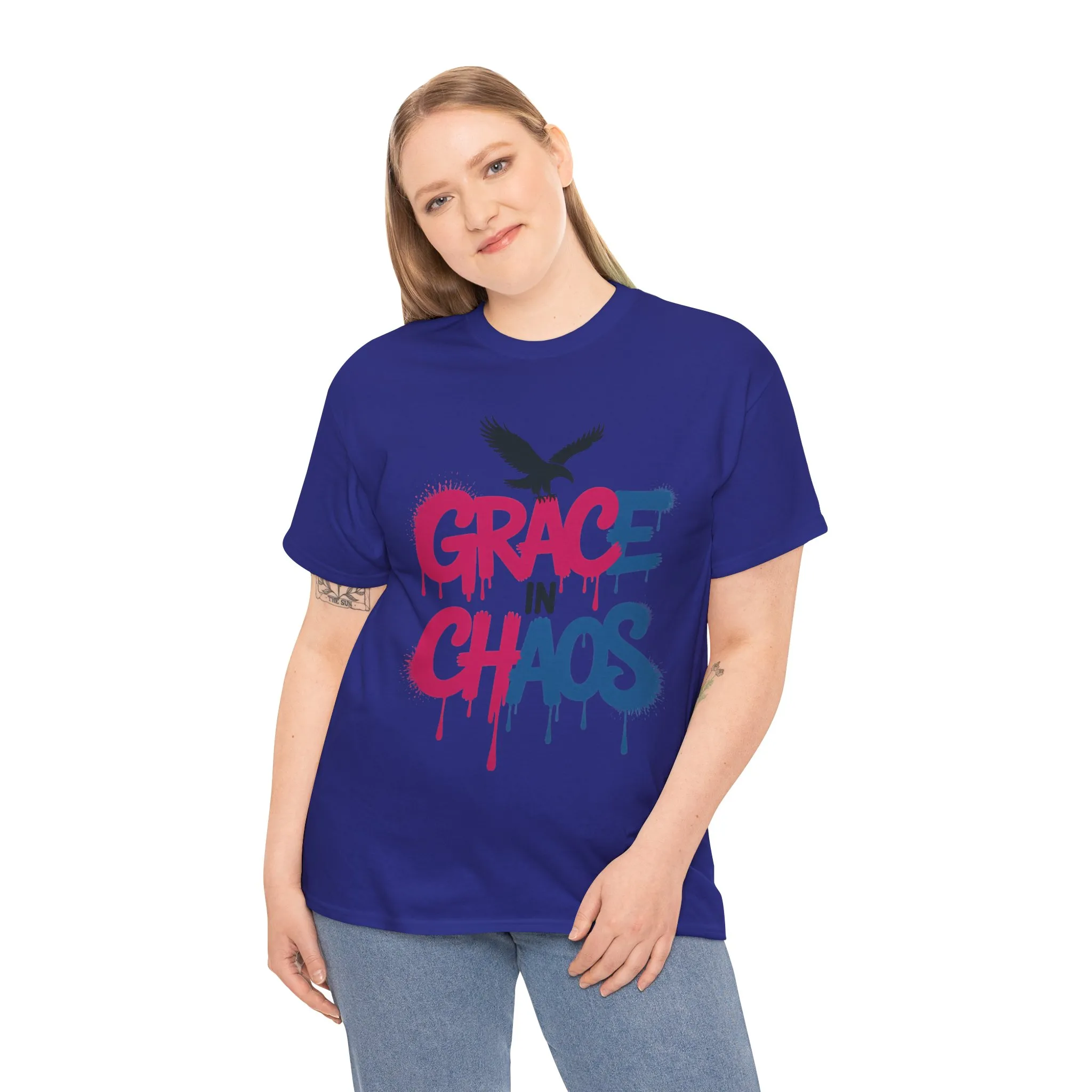 Women's Graffiti T-Shirt, Grace in Chaos Dripping Street Art Tee, Bold Urban Graphic Shirt - Image 21