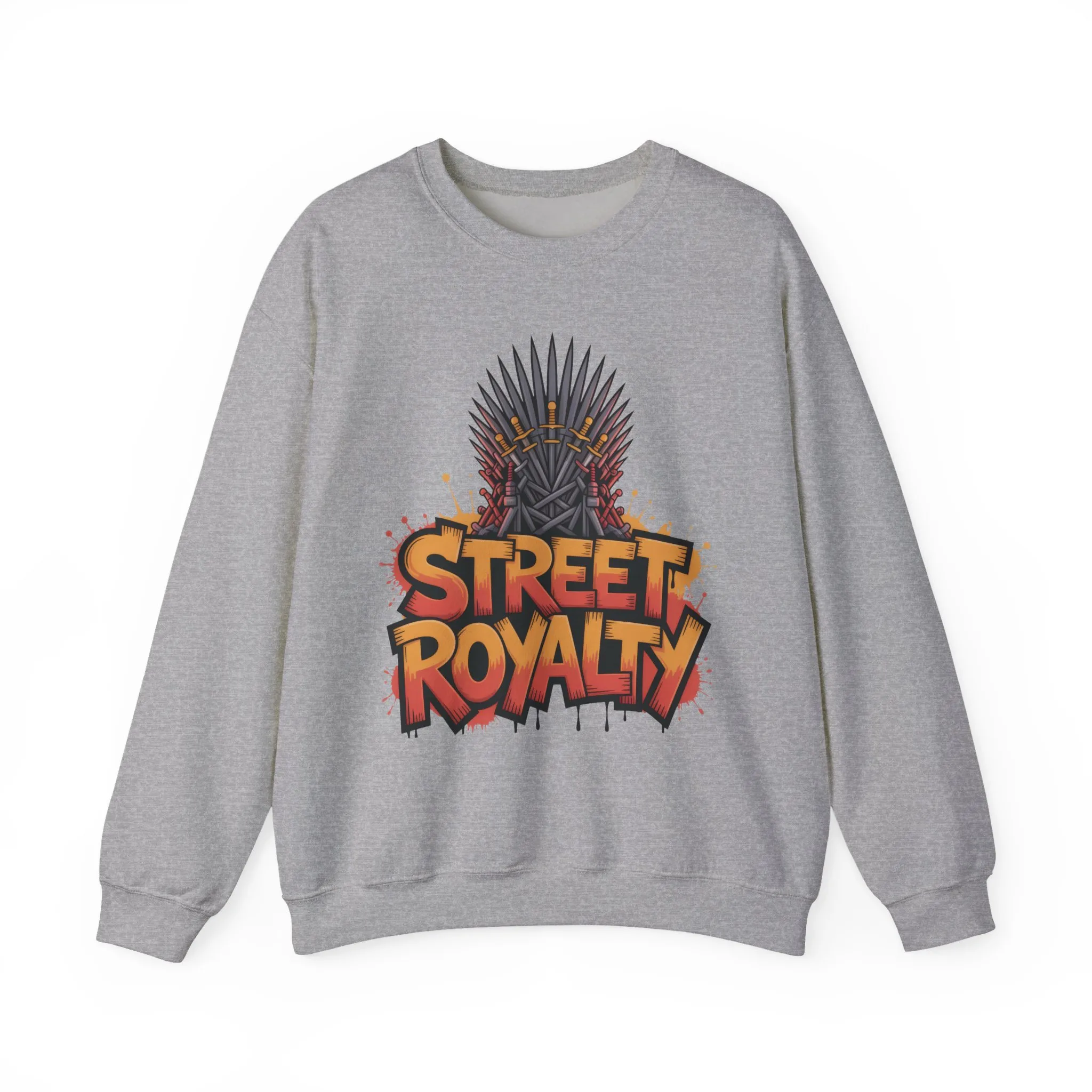 Street Royalty Men's Crewneck Sweatshirt, Graffiti Crown Graphic Pullover, Urban Streetwear Top for Men - Image 8