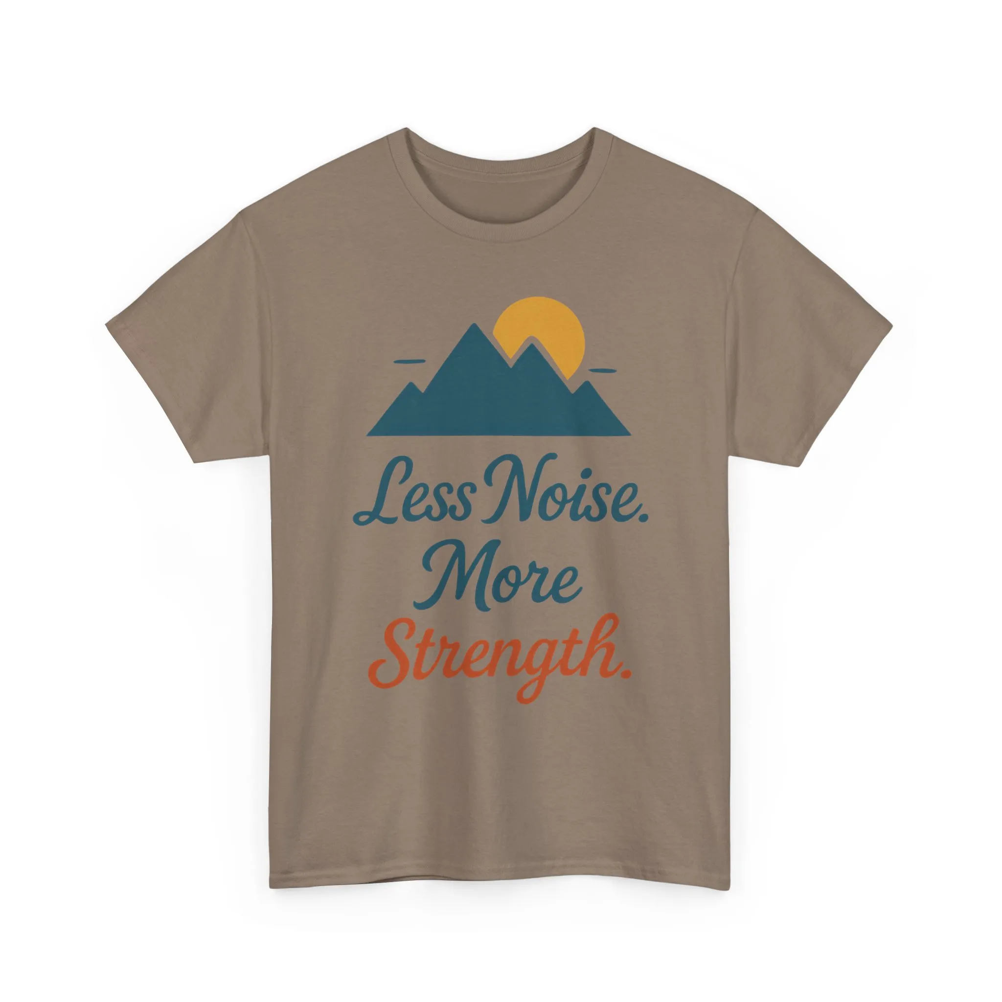 Mens Less Noise More Strength Mountain T-Shirt, Motivational Gym Hiking Tee - Image 13
