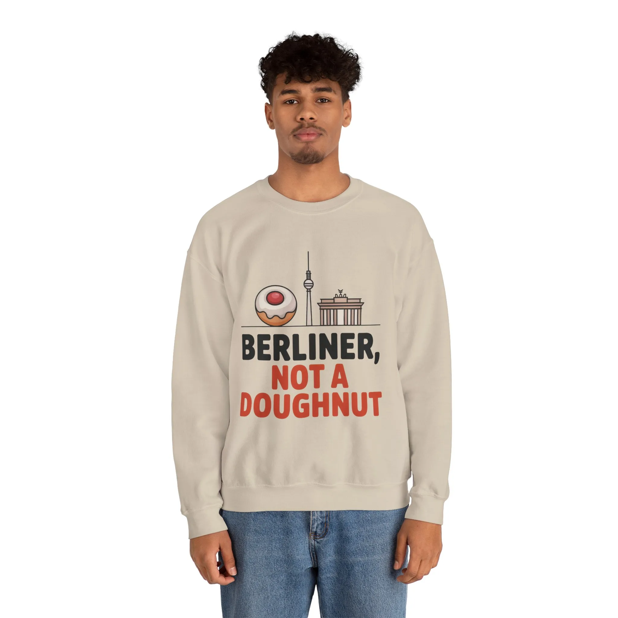 Mens Heavy Blend™ Crewneck Sweatshirt, Berliner Not a Doughnut Funny Berlin Mens Sweatshirt - Image 8