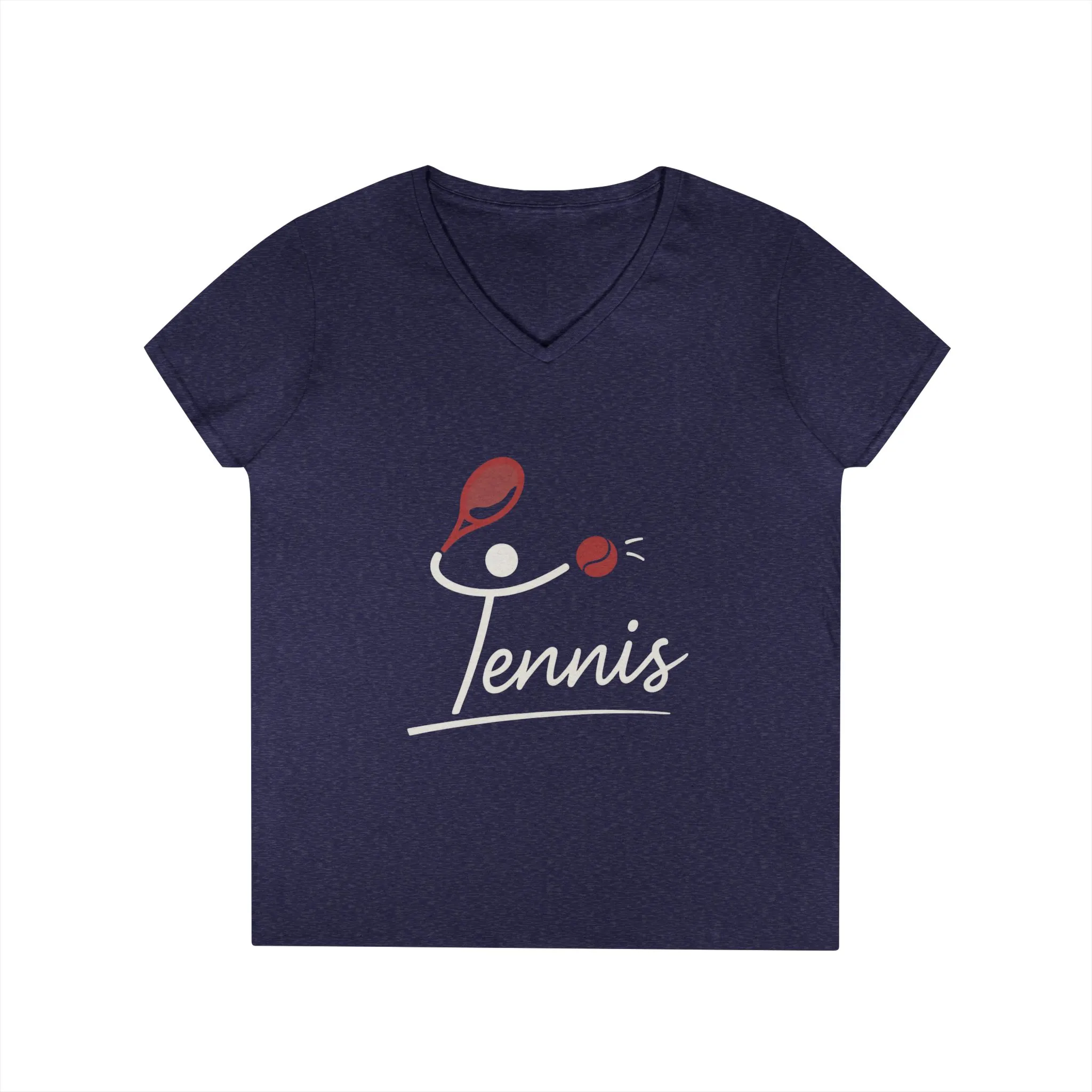 Ladies' V-Neck T-Shirt, Womens Tennis Graphic T-Shirt, Cute Sports Tee, Funny Workout Gym Top for Women - Image 22