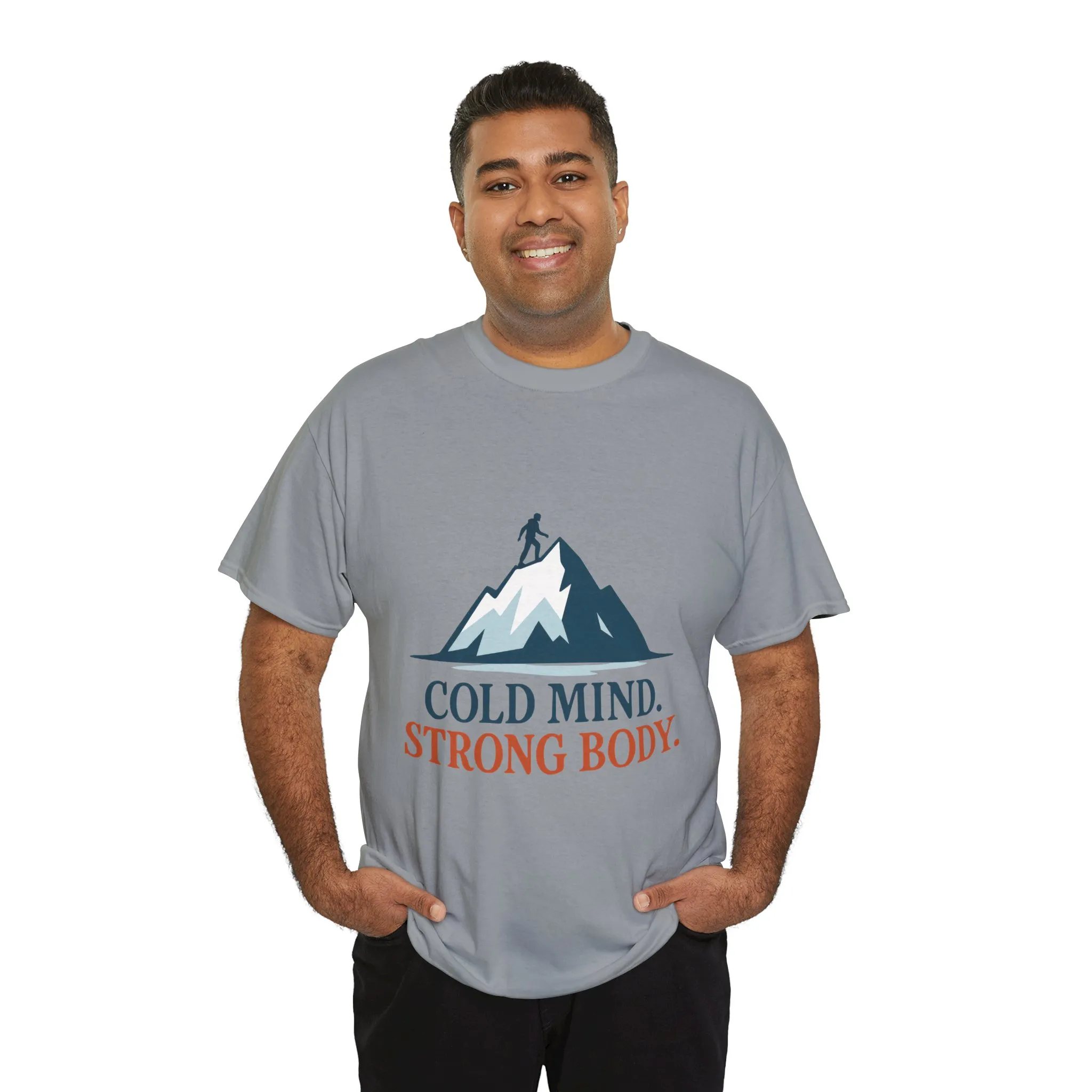 Cold Mind Strong Body Mens T-Shirt, Nordic Minimalist Mountain Hiking Tee - Image 18