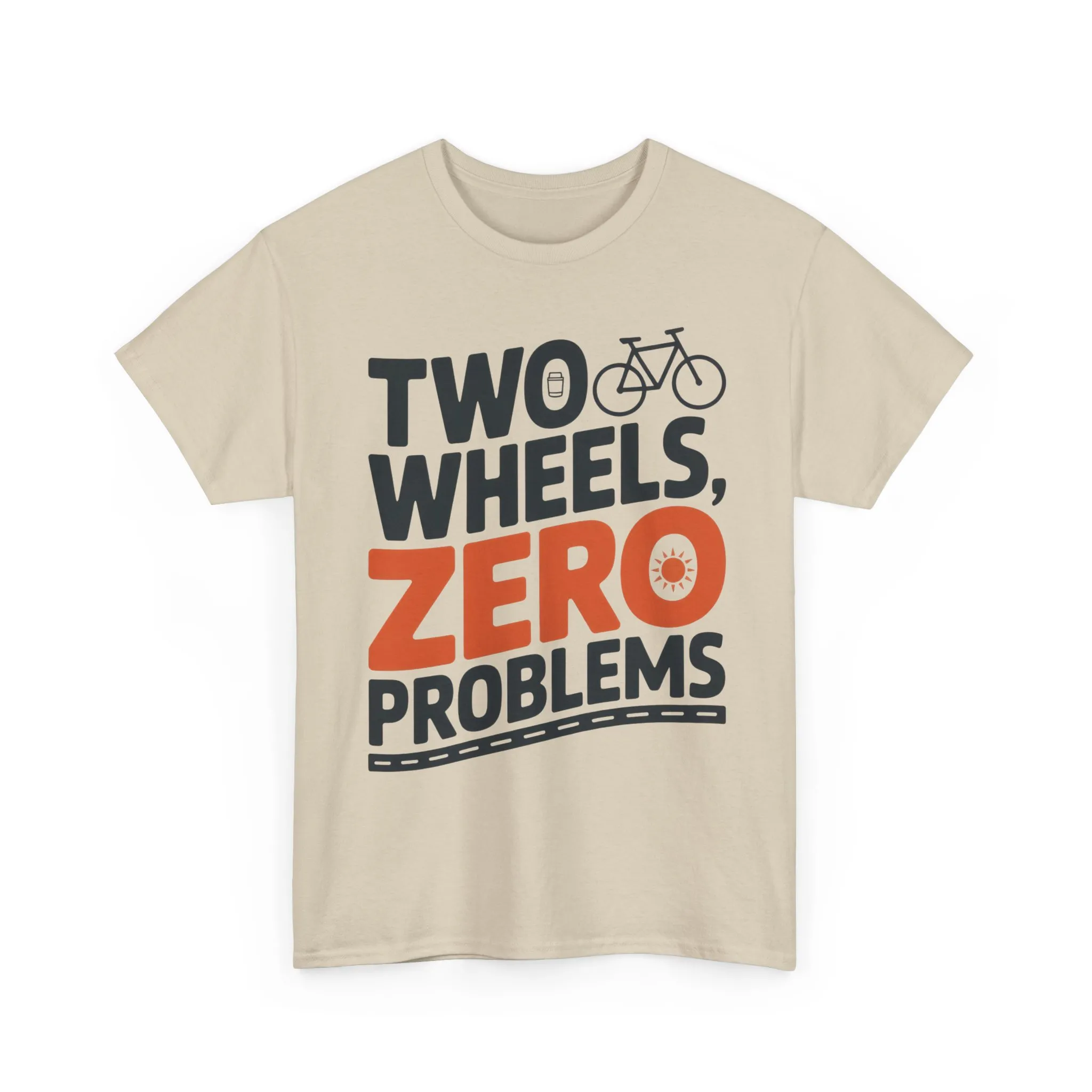 Two Wheels Zero Problems Mens Graphic Biker T-Shirt, Bike Humor Tee, Biker Gift - Image 4
