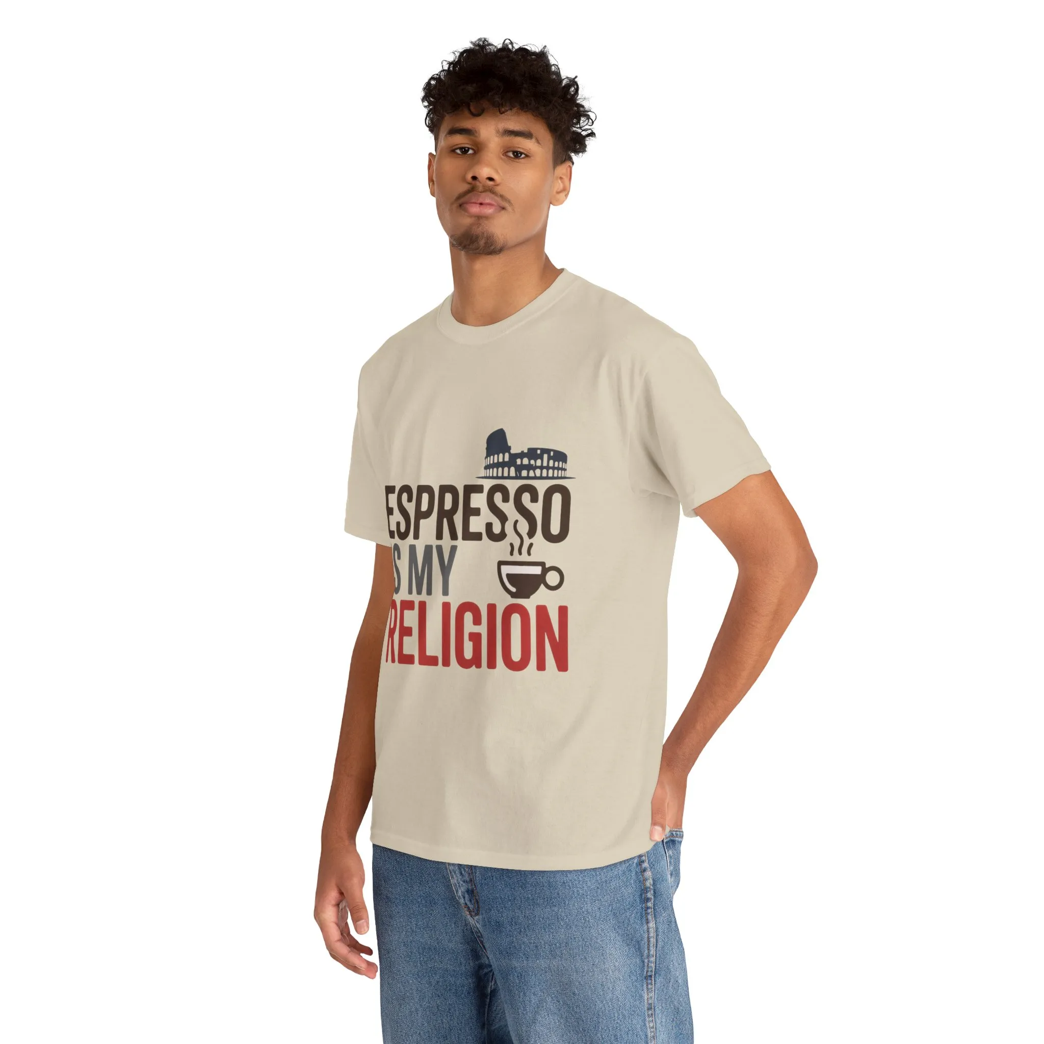 Espresso Is My Religion Coffee Rome Graphic Mens T-Shirt, Coffee Lover Gift - Image 6