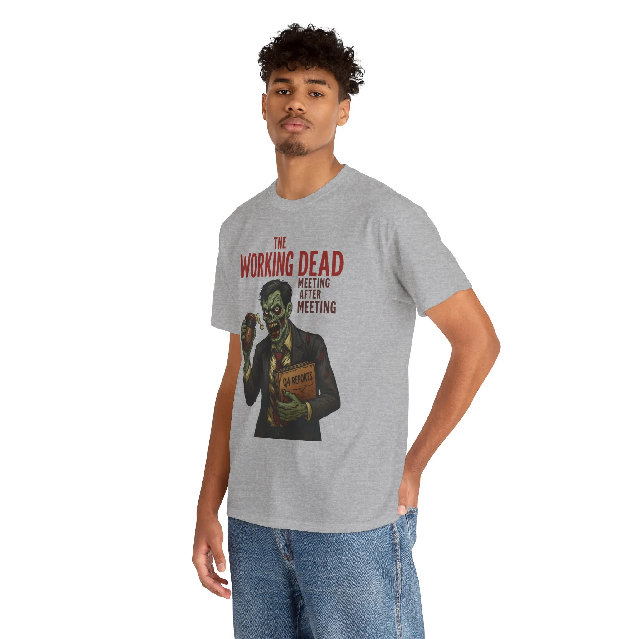 The Working Dead Men's Funny Zombie Work T-Shirt, Office Humor Tee, Meeting Joke Shirt, Halloween Office Tee - Image 14