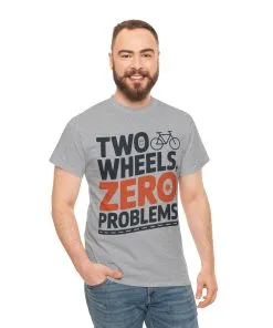 Two Wheels Zero Problems Mens Graphic Biker T-Shirt, Bike Humor Tee, Biker Gift